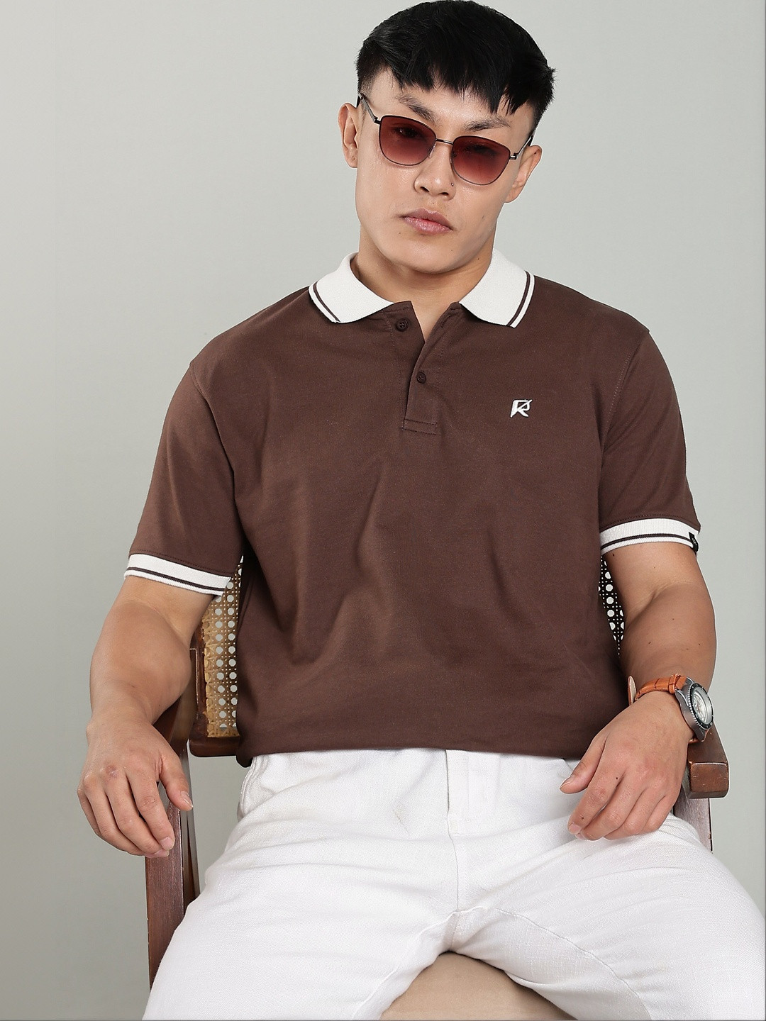 Roadking Men Polo Collar Slim Fit T-shirt