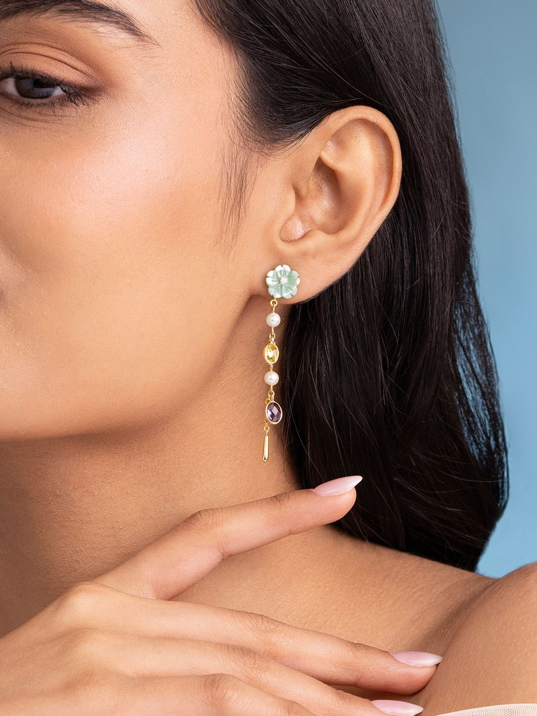 SHAYA Contemporary Drop Silver Earrings
