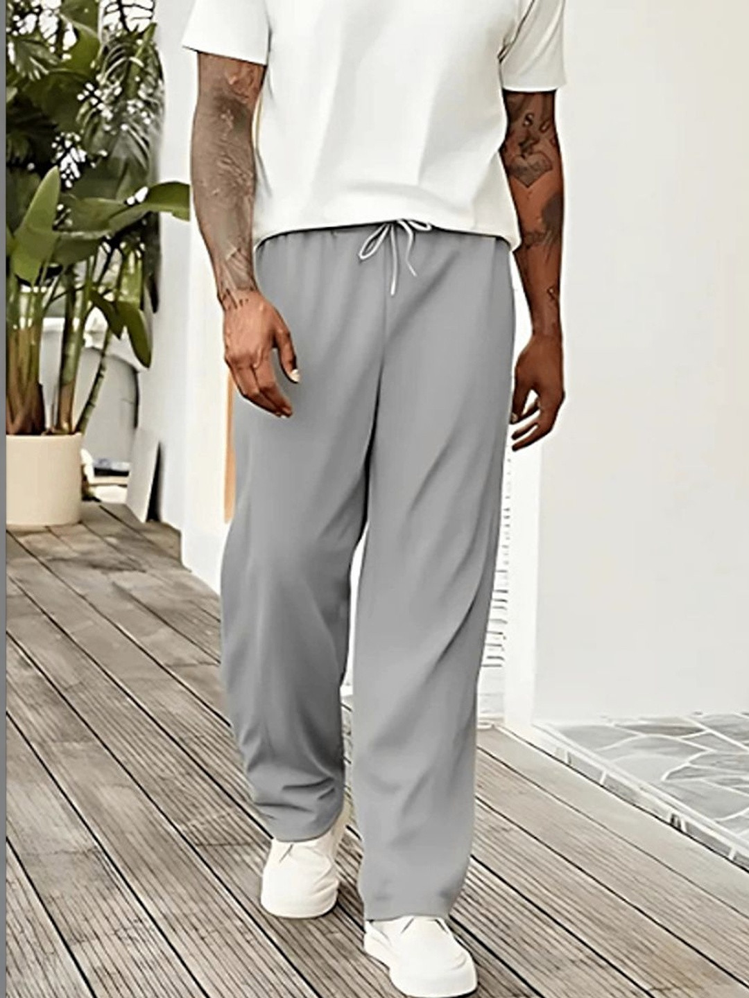 GROOFINGS Men Relaxed Easy Wash Trousers