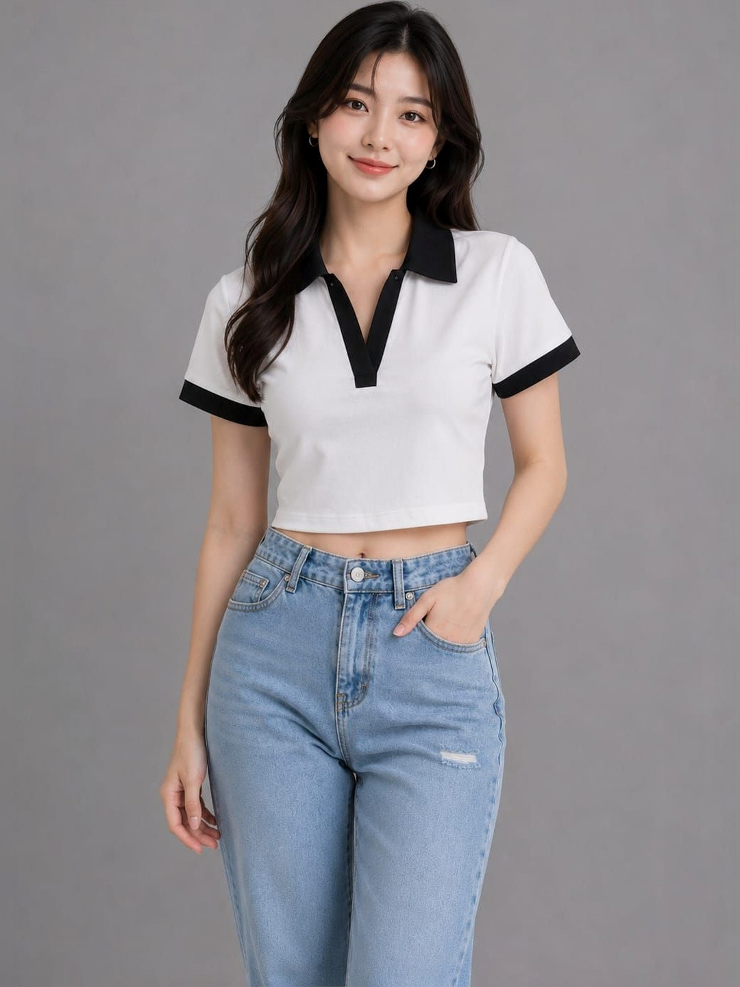 ZEROZABAR Ribbed Short Sleeves Crop Top