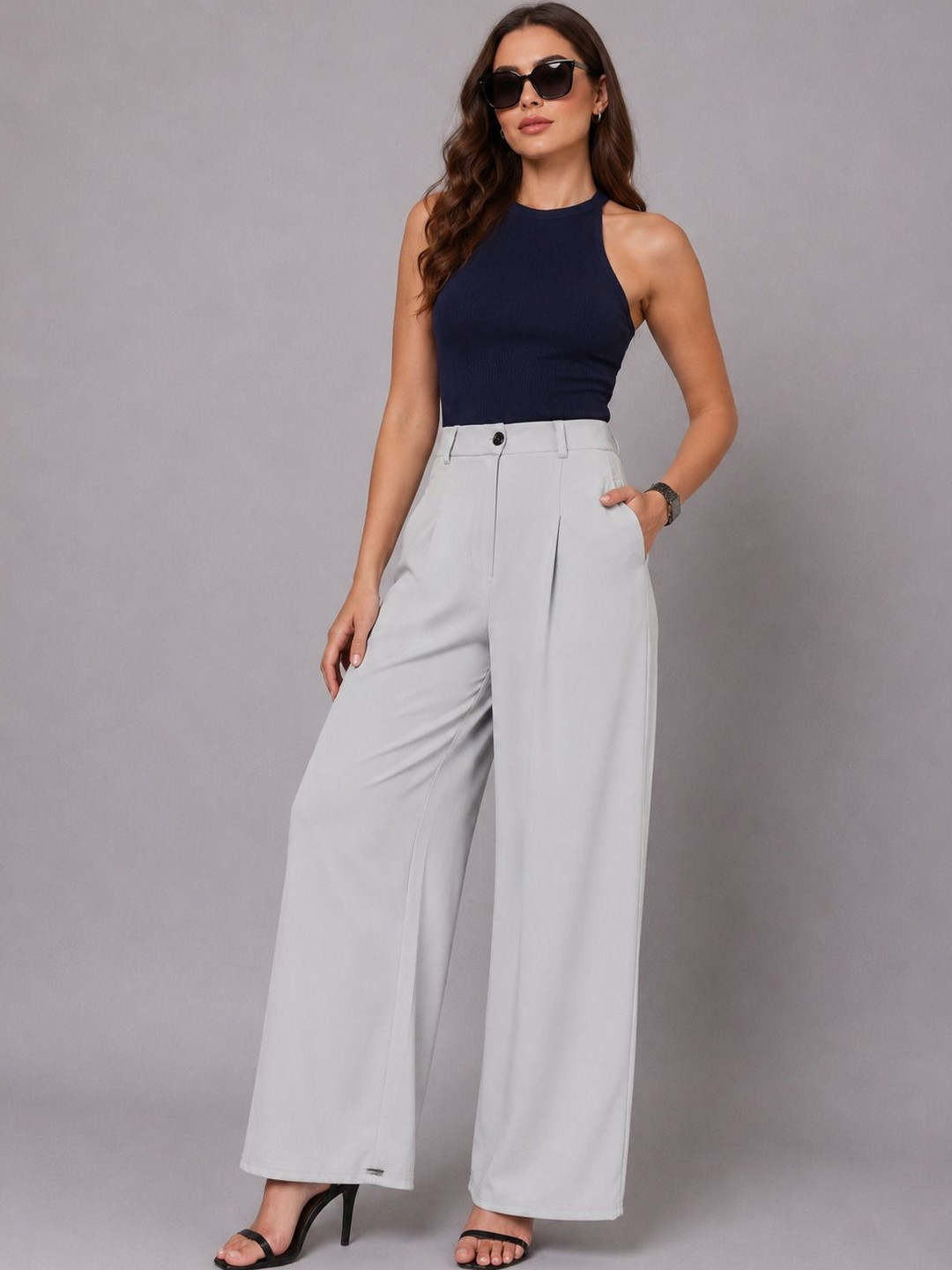 SWADESI STUFF Women Relaxed Easy Wash Pleated Trousers
