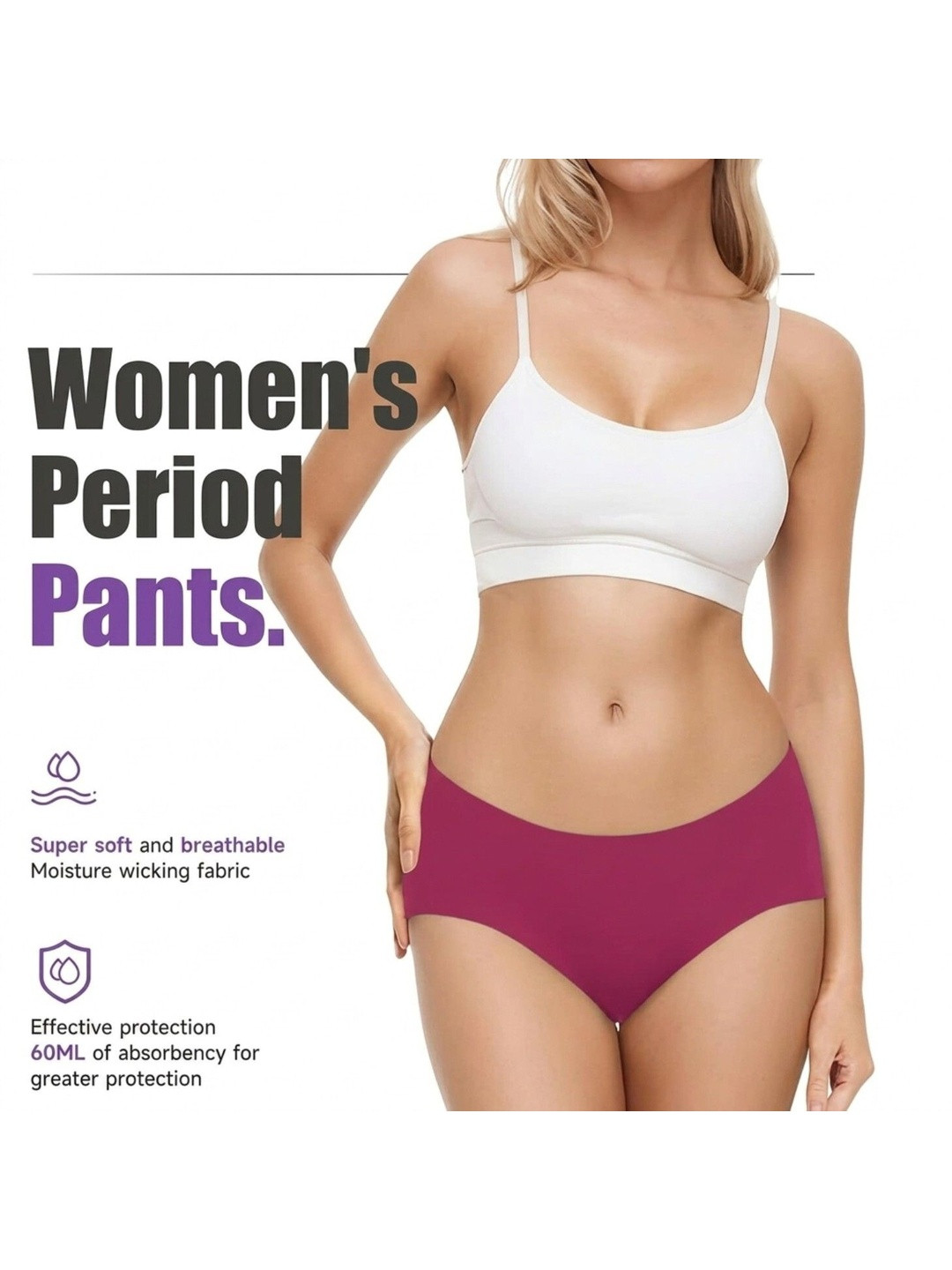 HERE&NOW Women Anti Bacterial Seamless Cotton Blend Period Briefs