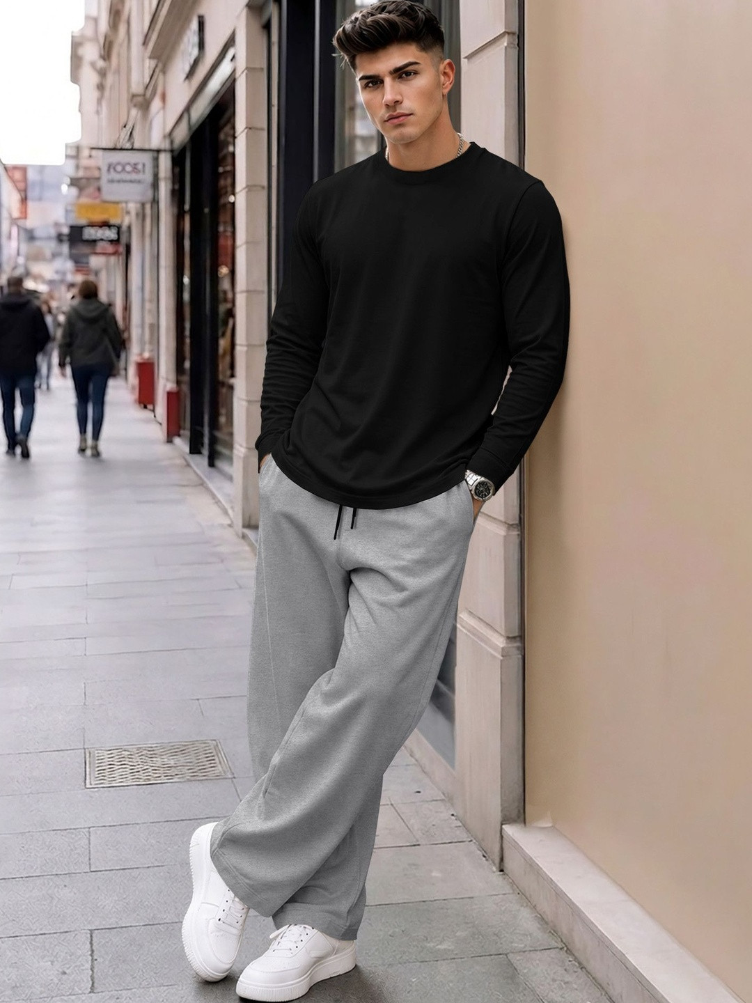 BLIVE Round Neck T-Shirt With Trousers Co-Ords