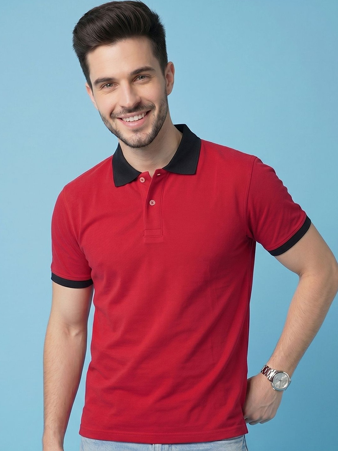 Mast & Harbour Men Polo Collar T-shirt