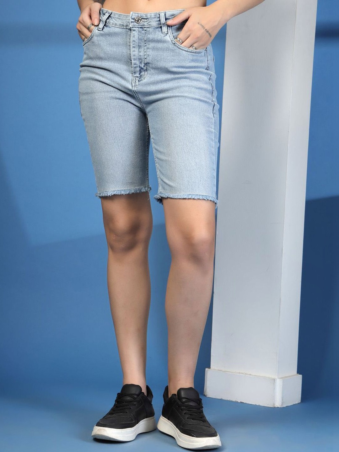 COSMIC Women Slim Fit Denim Shorts
