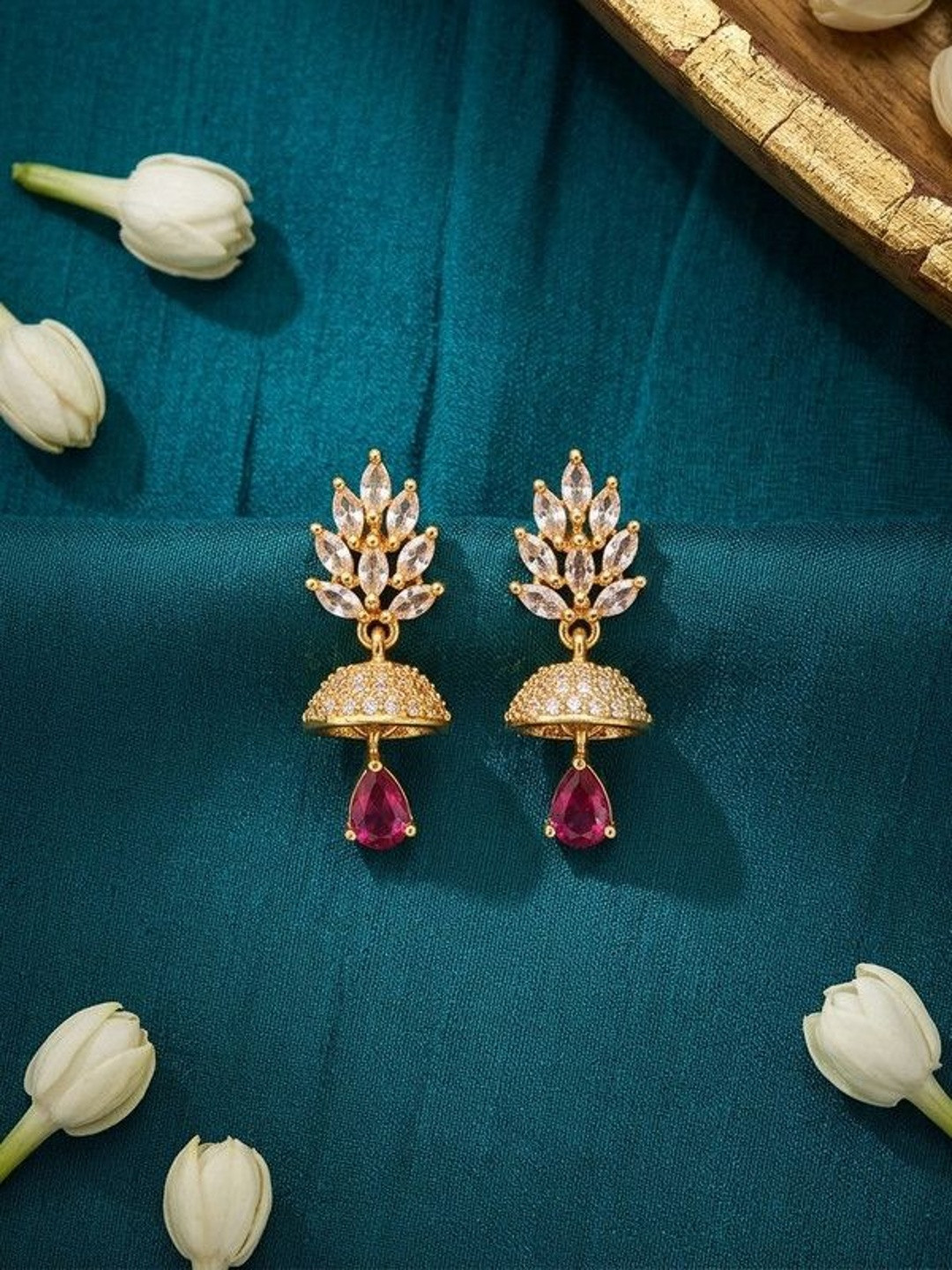 Talish Leaf Shaped Jhumkas Earrings