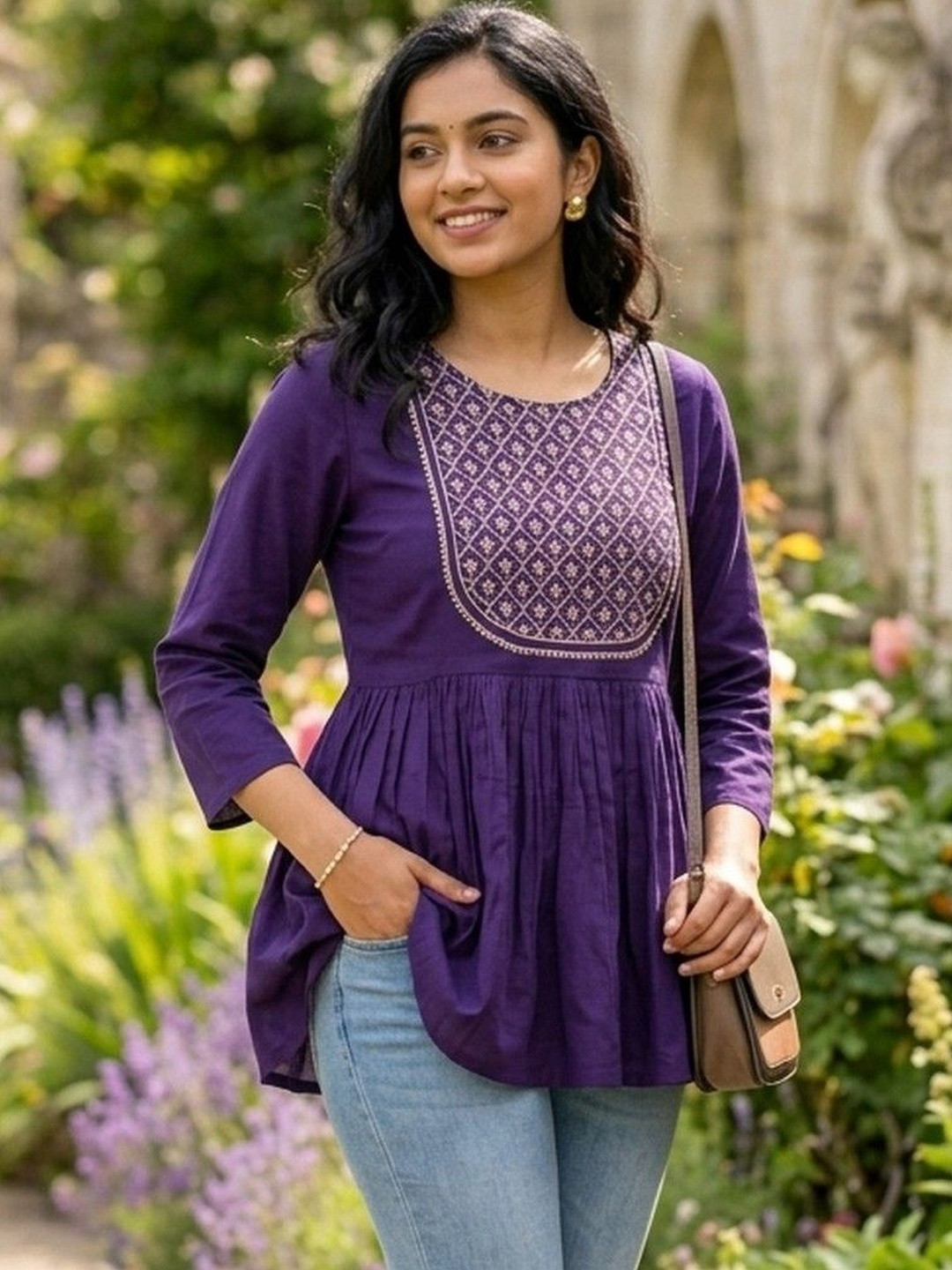 ANANDITA Embroidered Ethnic Peplum Top