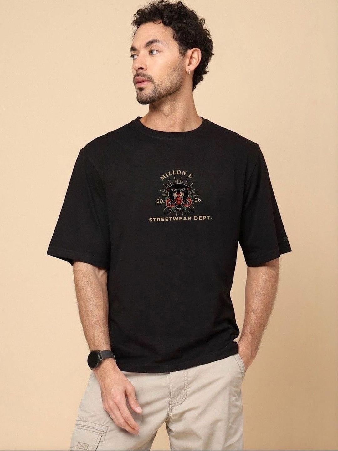 MILLION EMOTIONS Men Typography Printed Drop-Shoulder Sleeves Bio Finish T-shirt