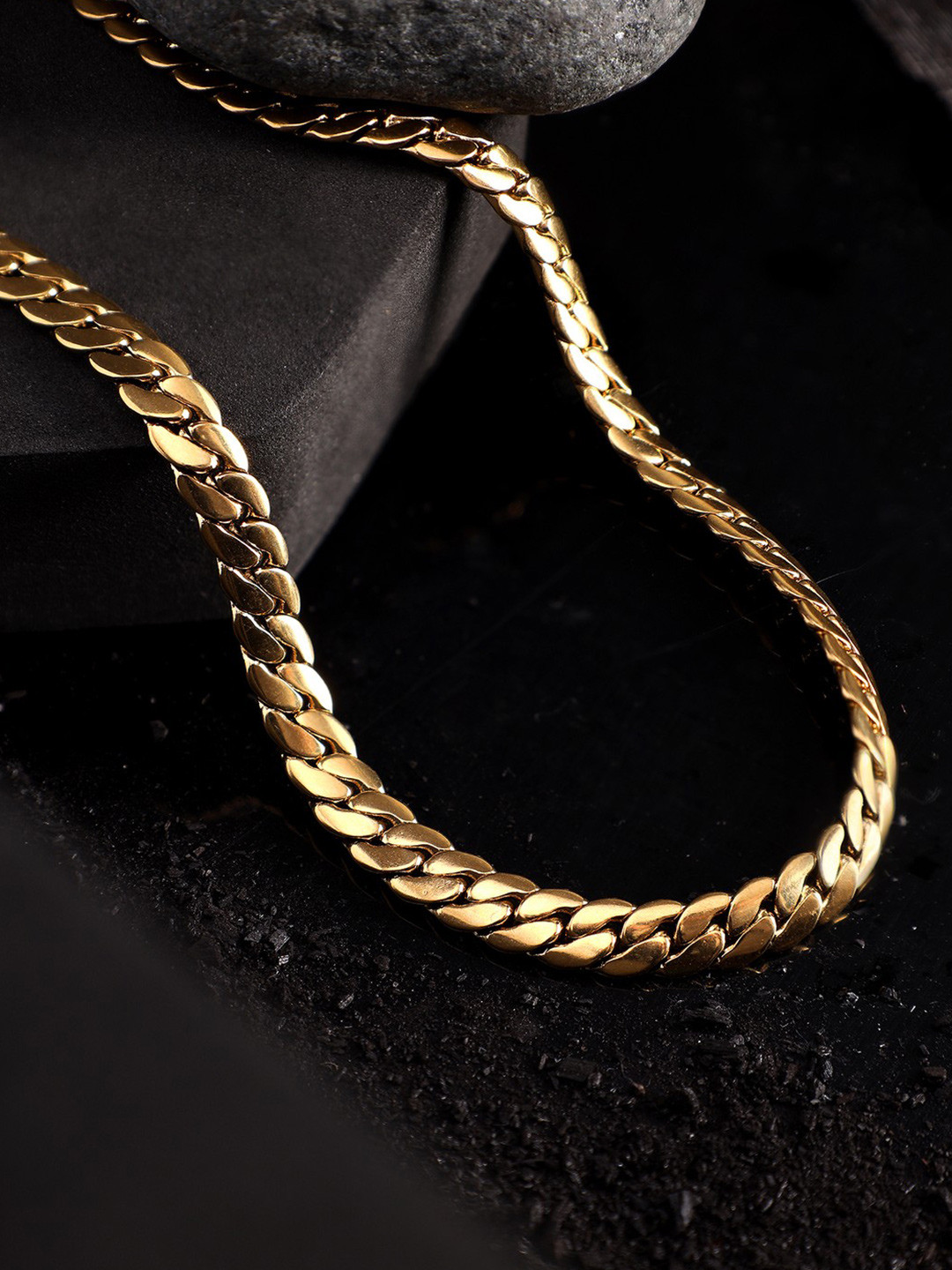 Jewelor Men's Gold-Plated Stainless Steel Fine Cuban Link Neckalce & Chain