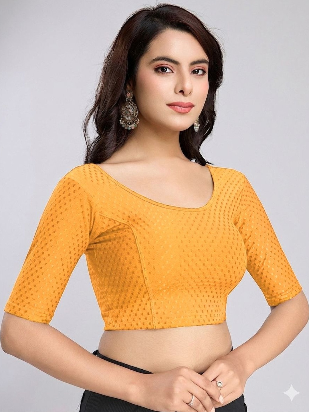 SHREEJI DESIGNER Woven Design Fully Strechable Cotton Saree Blouse