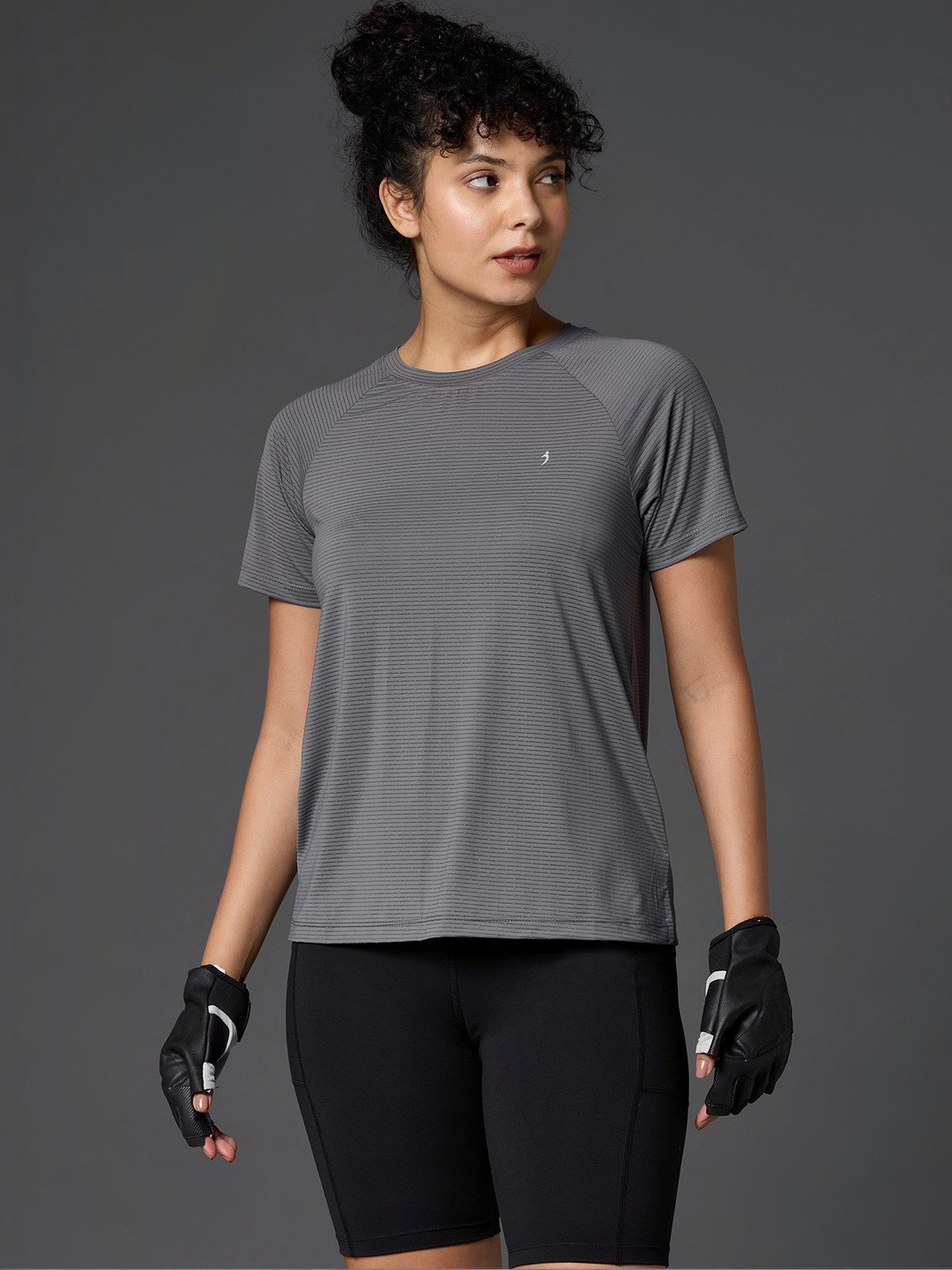INCITE Women Striped Gym T-shirt