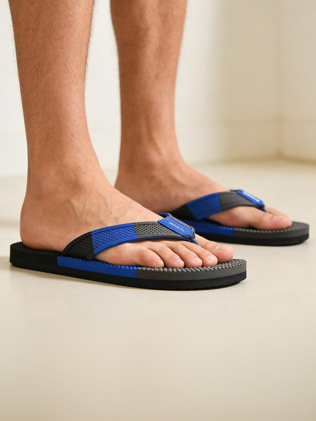 IMPAKTO Men Orthopedic Acupressure Flip Flop With Foot Massage Textured Cushion Footbed