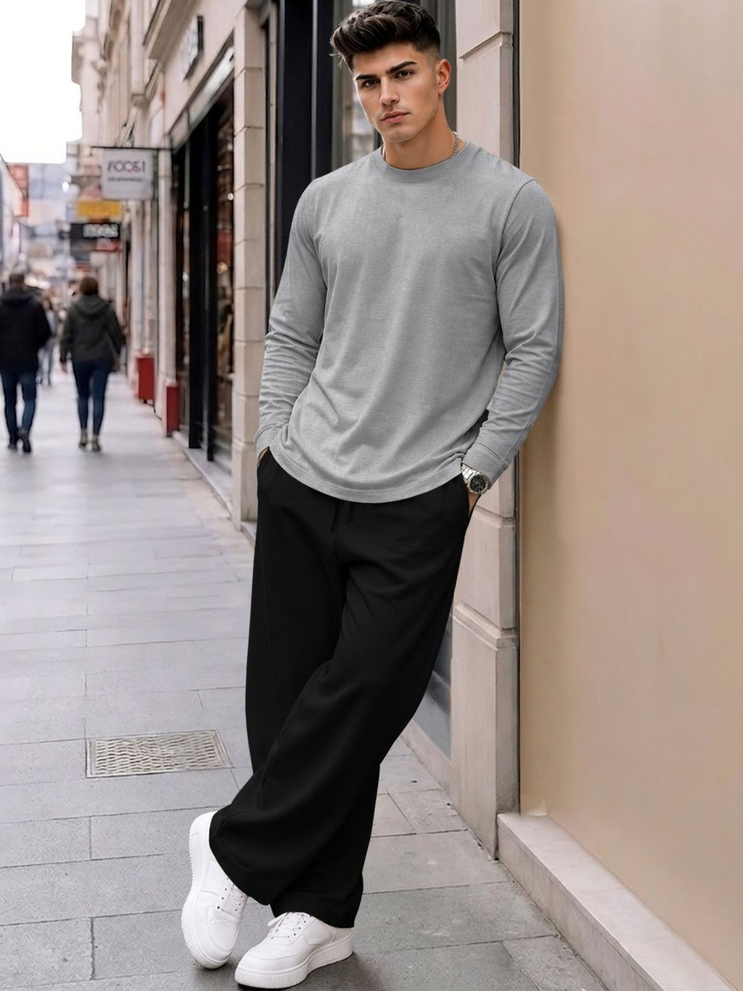 BLIVE Round Neck T-Shirt With Trousers Co-Ords