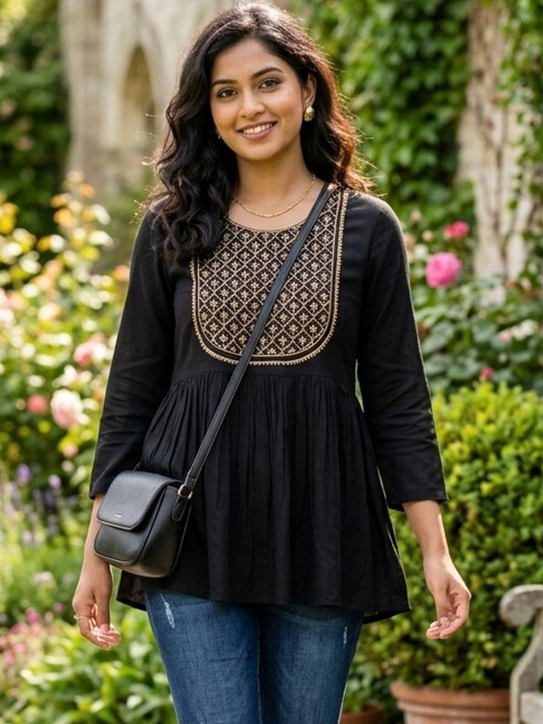 ANANDITA Embroidered Ethnic Peplum Top