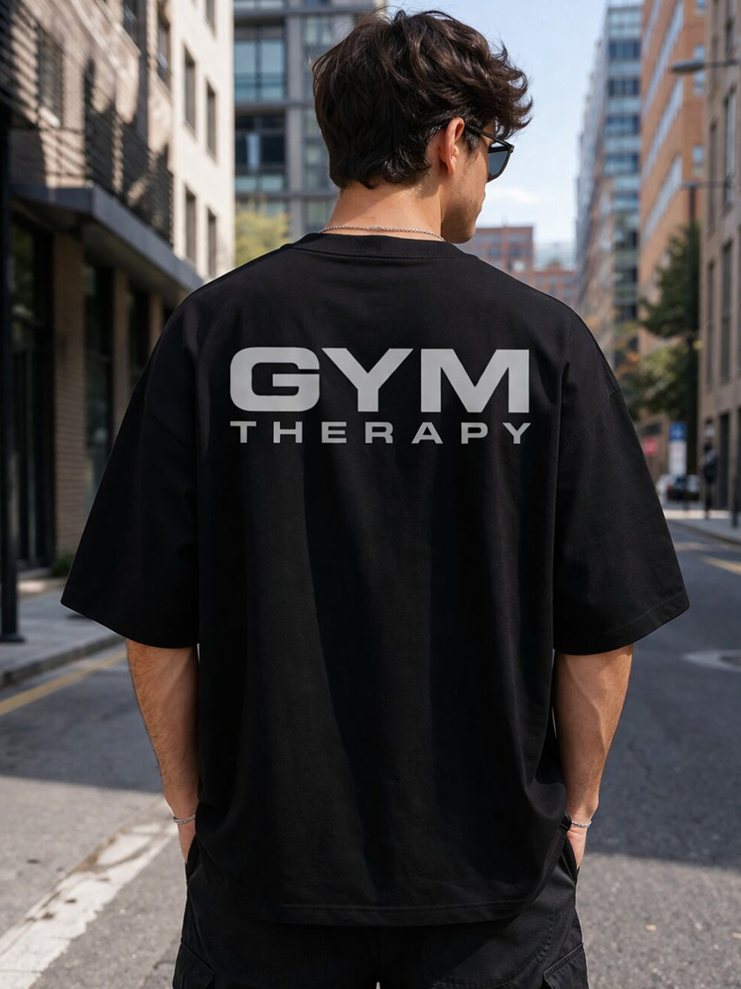 HASTEN Men Oversized Typography Printed T-shirt