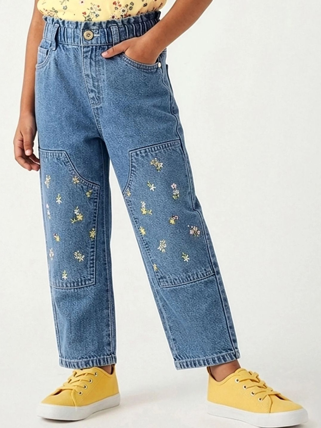 Hopscotch Floral Embroidery Cottton Denim Jeans