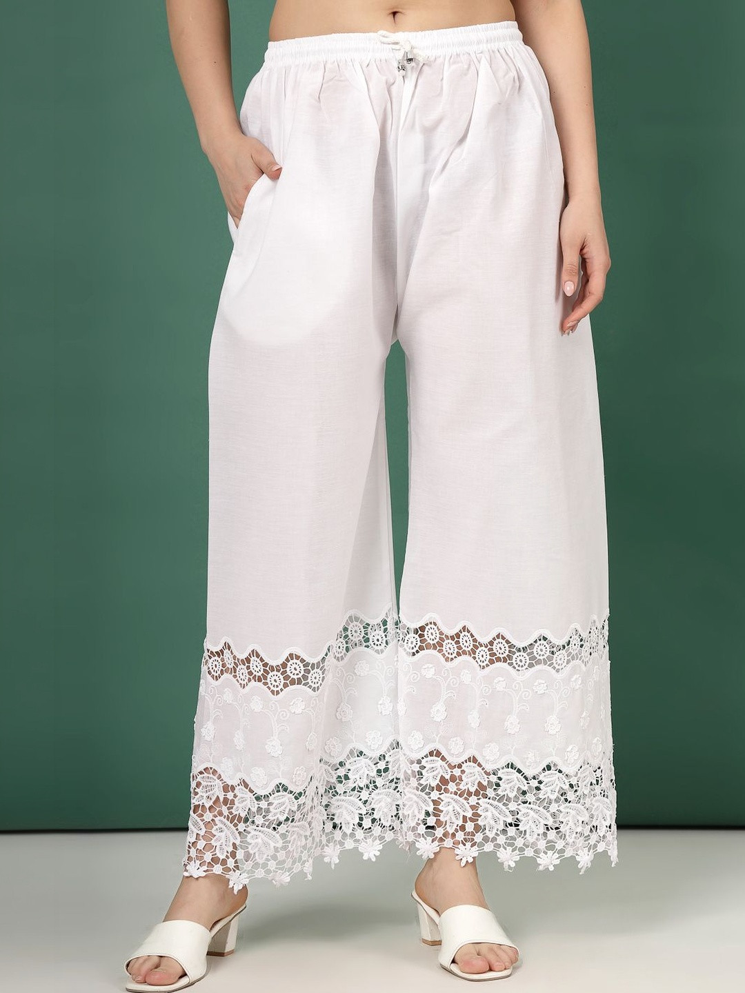 all about you Women Textured Embellished Relaxed Easy Wash Trousers