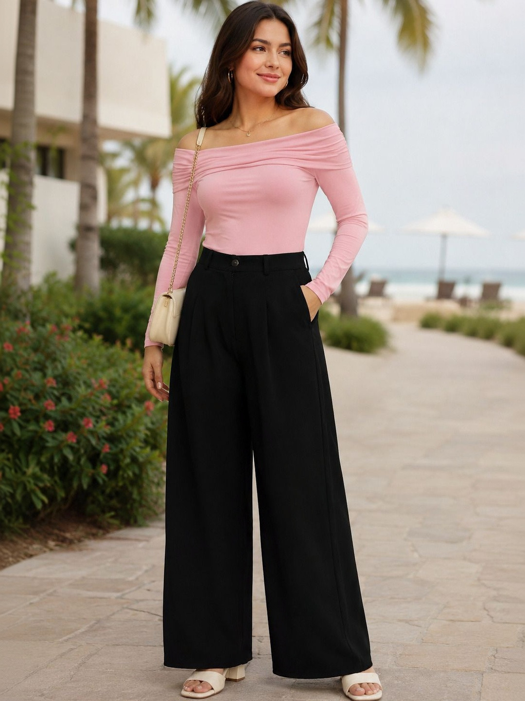 HERE&NOW Women Relaxed Easy Wash Pleated Trousers