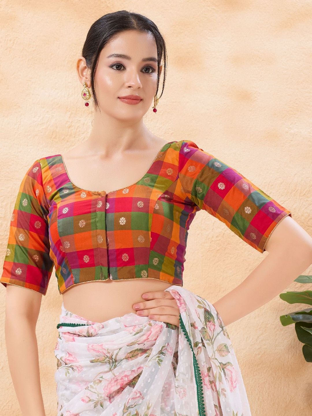 VAMAS - THE DESIGNER BLOUSES Brocade Woven Design Zari Saree Blouse