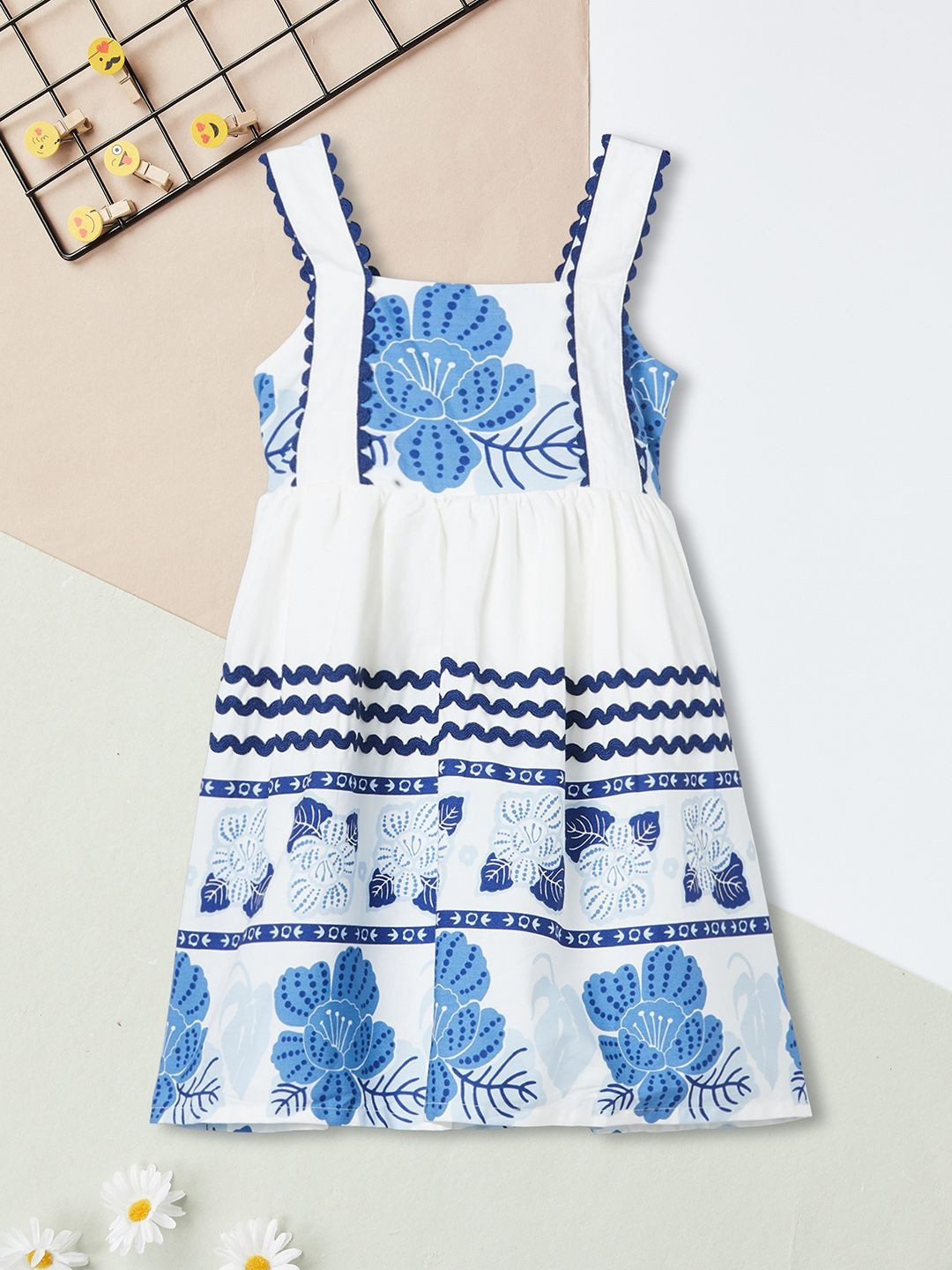 max Girls Cotton Floral Printed Sleeveless Dress