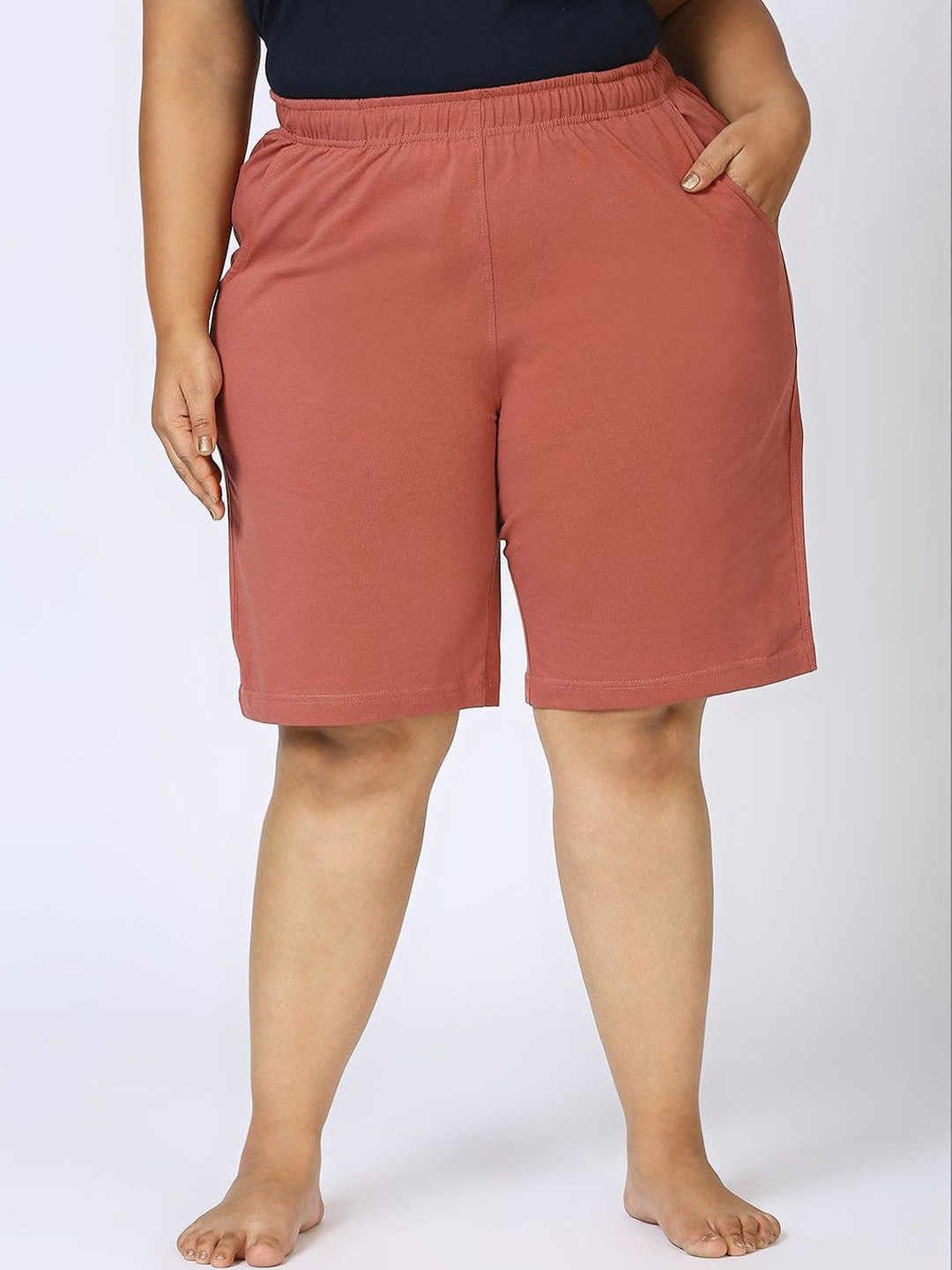 Vaishvik Women's Plus Size Cotton Lounge Shorts with Elastic Waistband
