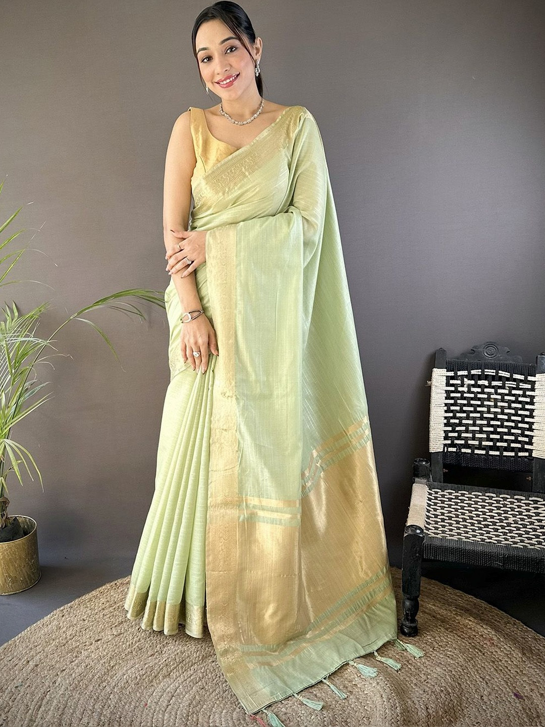 House of Pataudi Woven Design Zari Silk Blend Handloom Mysore Silk Saree