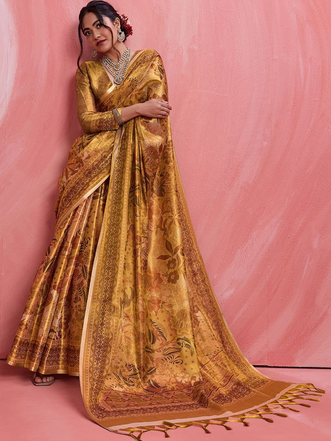 Sangria Floral Tissue Banarasi Saree