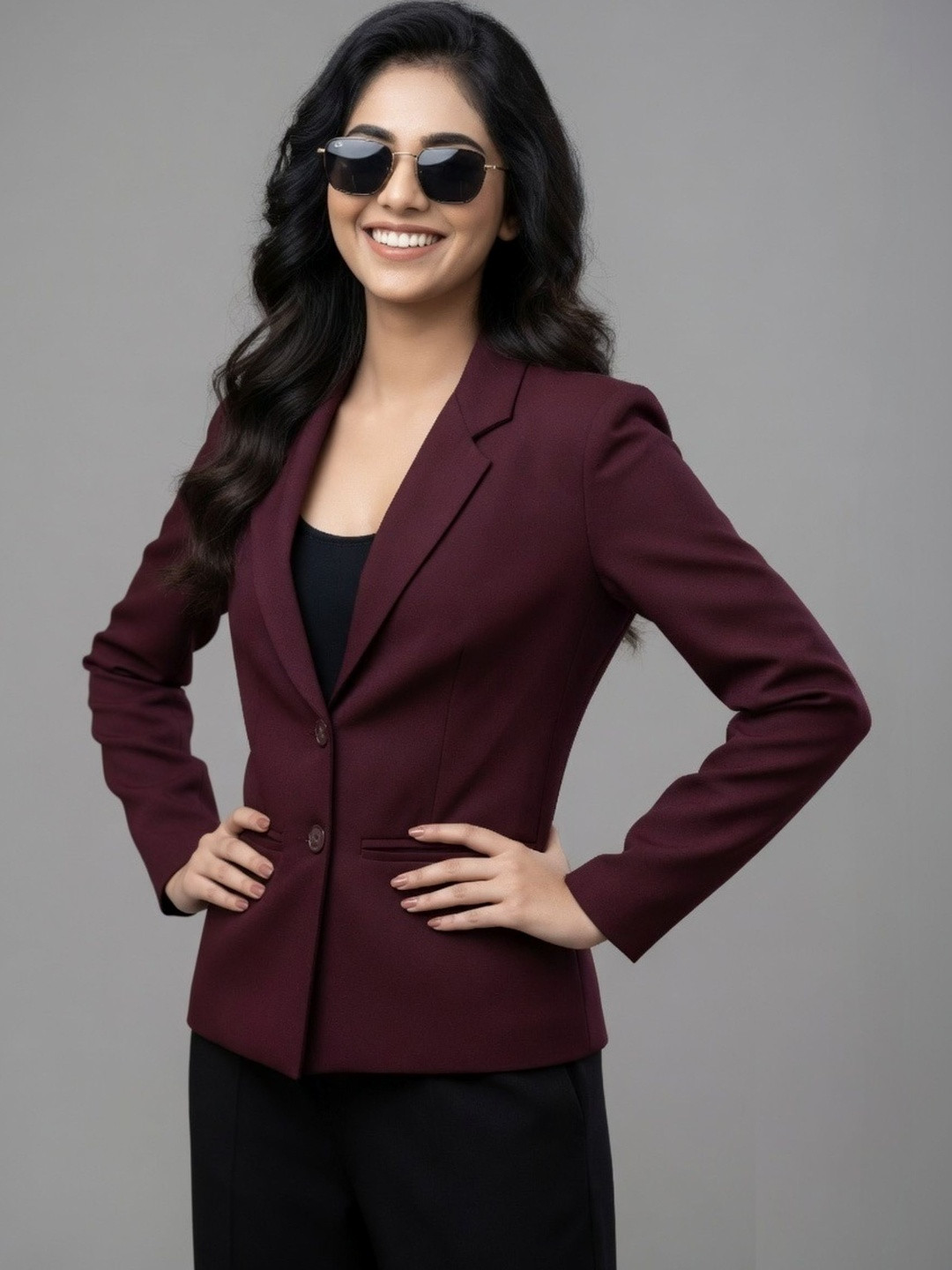 BAESD Notched Lapel Collar Single Breasted Blazer