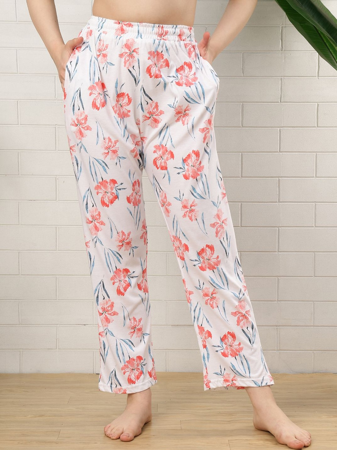 ETC Printed Cotton Mid-Rise Straight Lounge Pants
