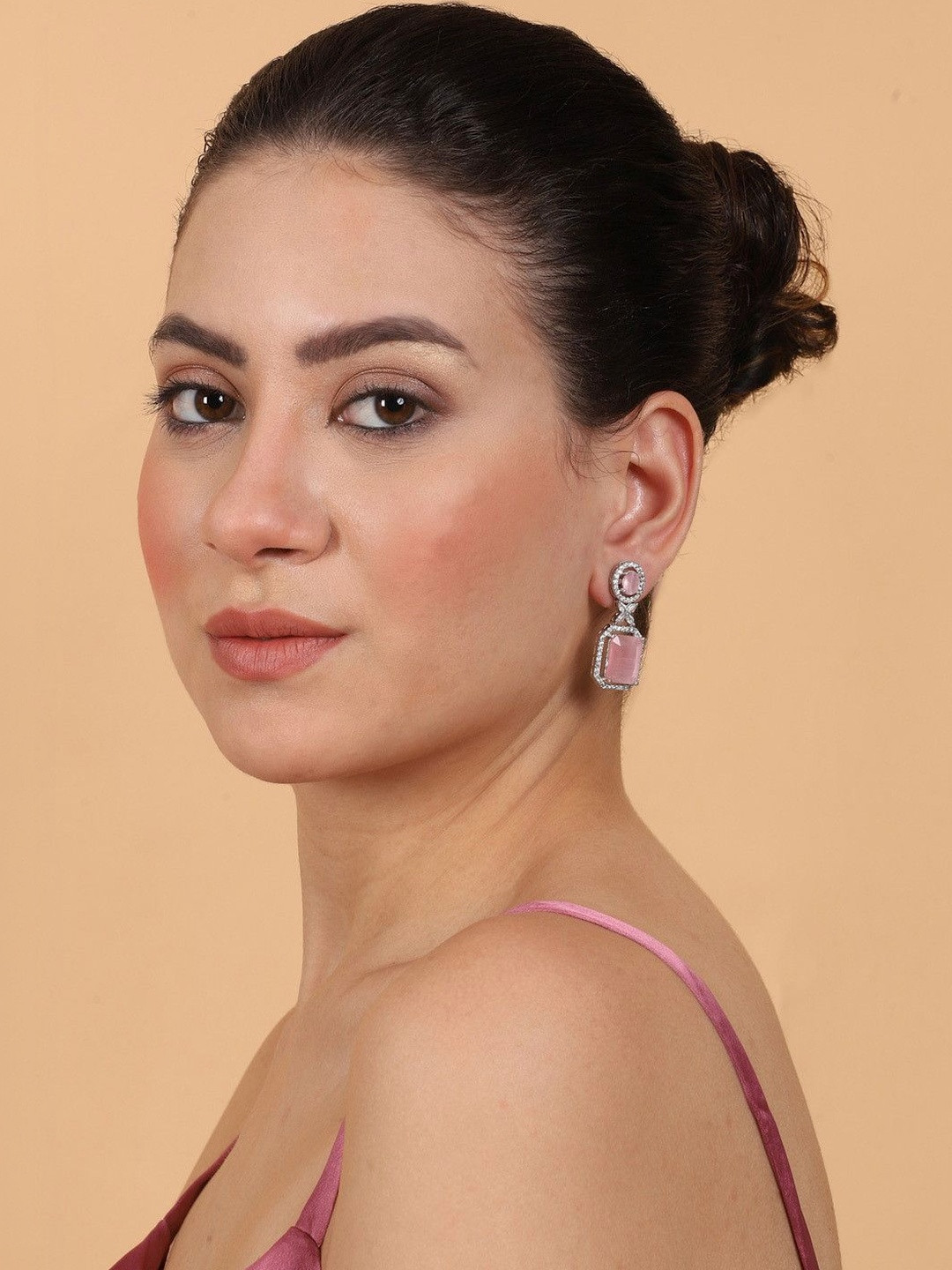 StileAdda Silver-Plated Geometric Drop Earrings