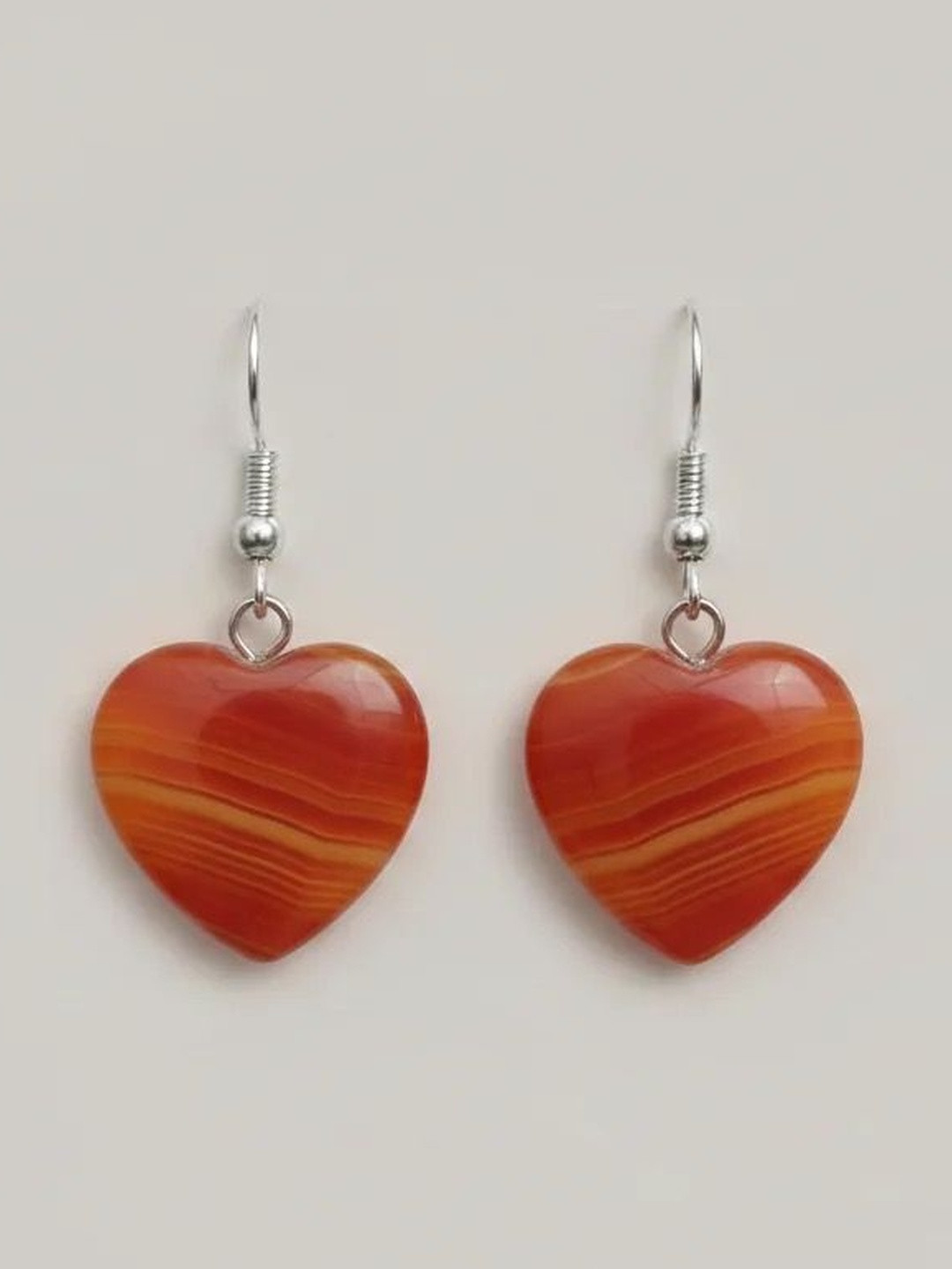 Radheya Gems Heart Shaped Carnelian Earrings