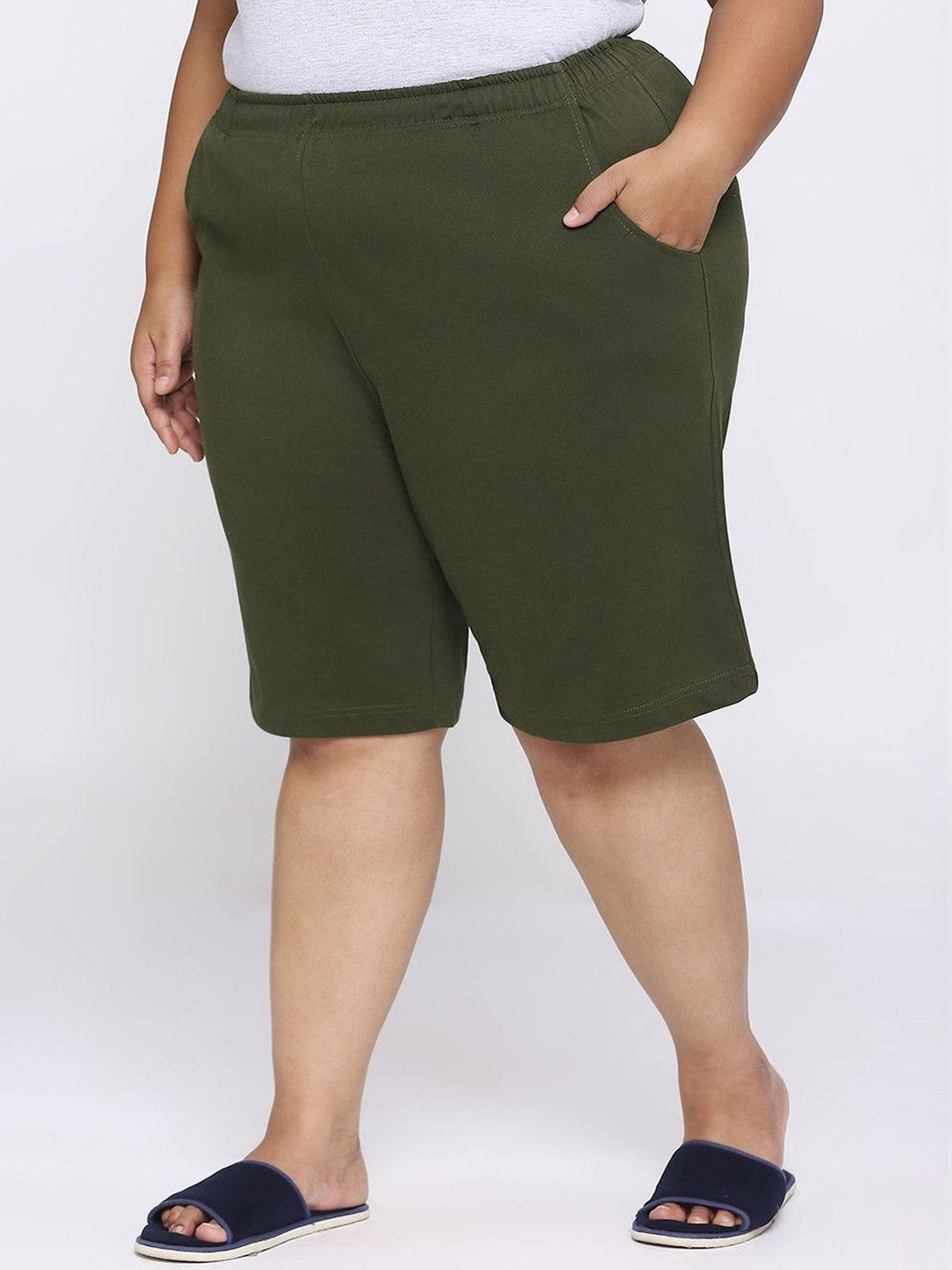 Vaishvik Women's Plus Size Cotton Lounge Shorts with Elastic Waistband