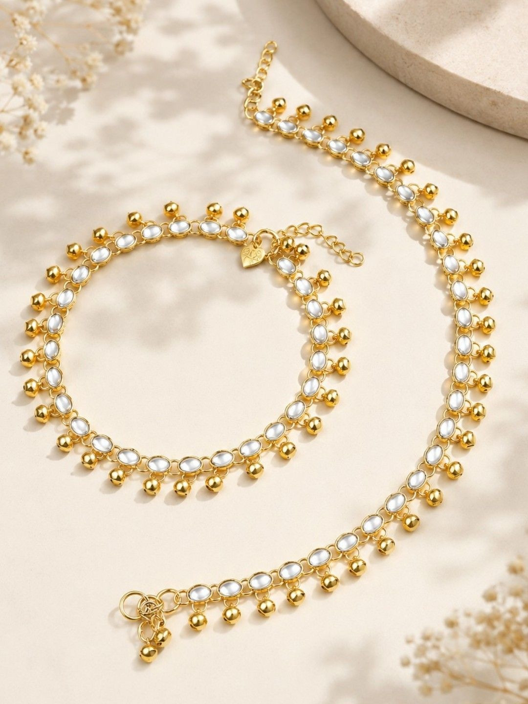 Fabula Gold Kundan Ghungroo Kashmiri Payal