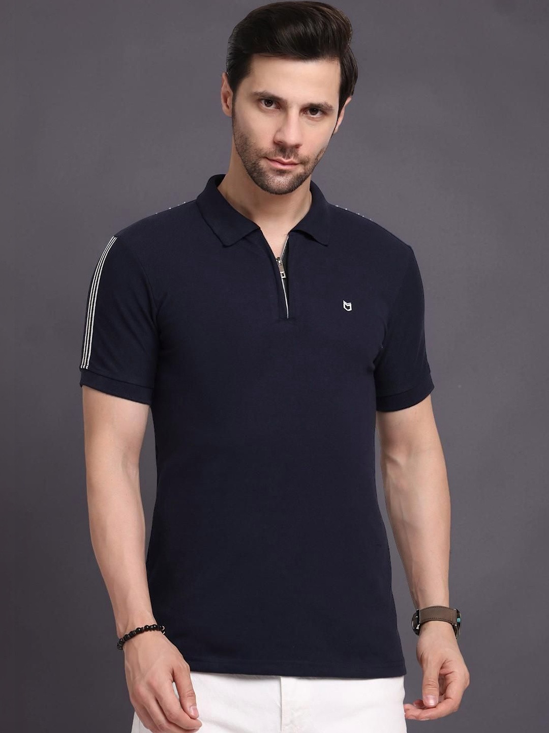 HERE&NOW Men Polo Collar T-shirt