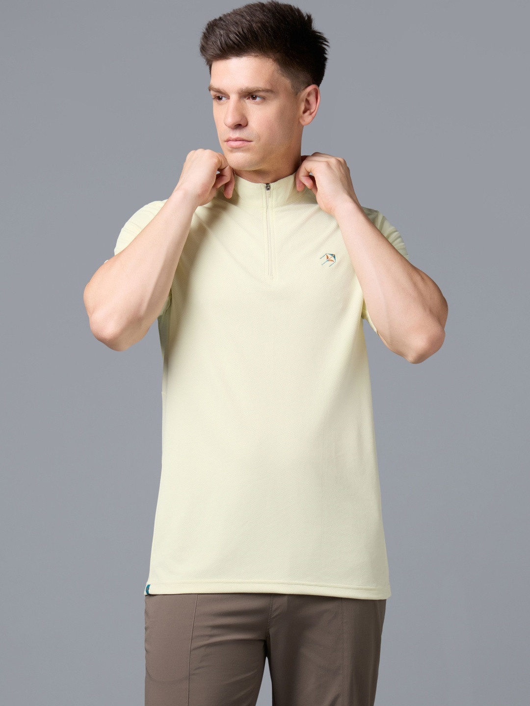 Technosport Men Brand Logo Henley Neck T-shirt