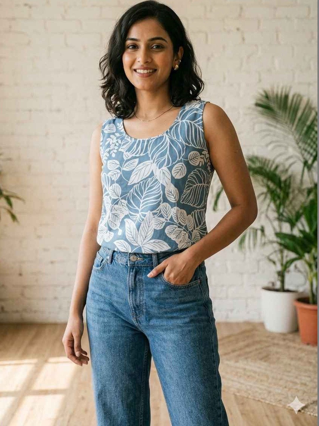 OWL MINK Floral Print Cotton Top