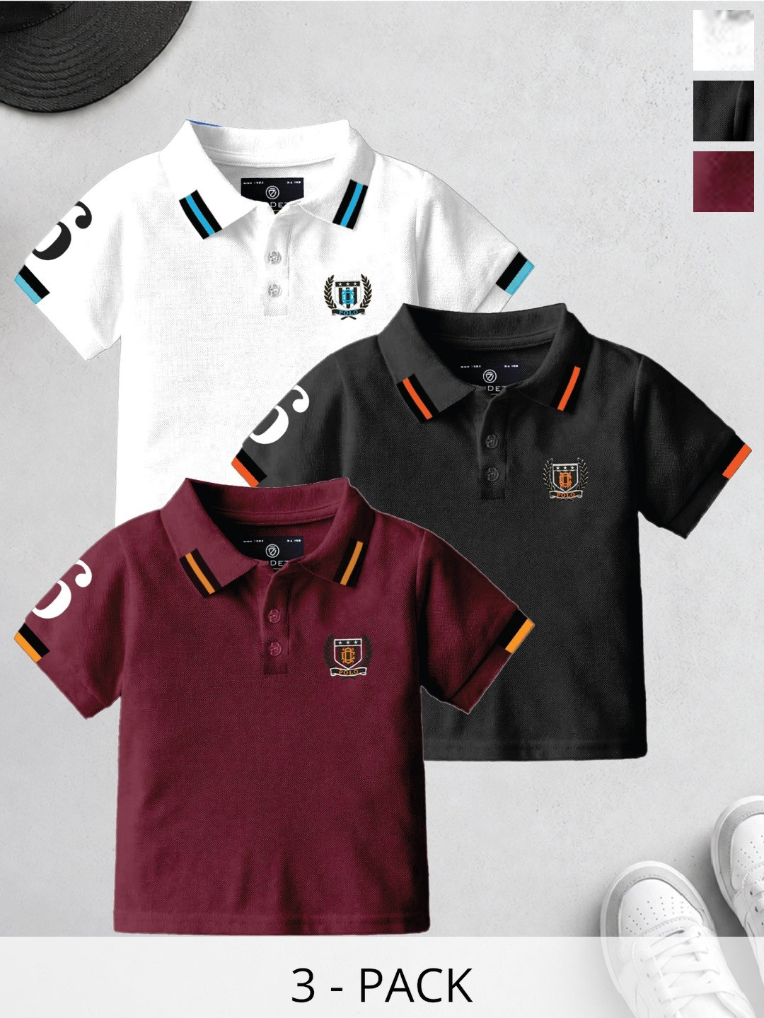 CODEZ Boys 3 Polo Collar T-shirt