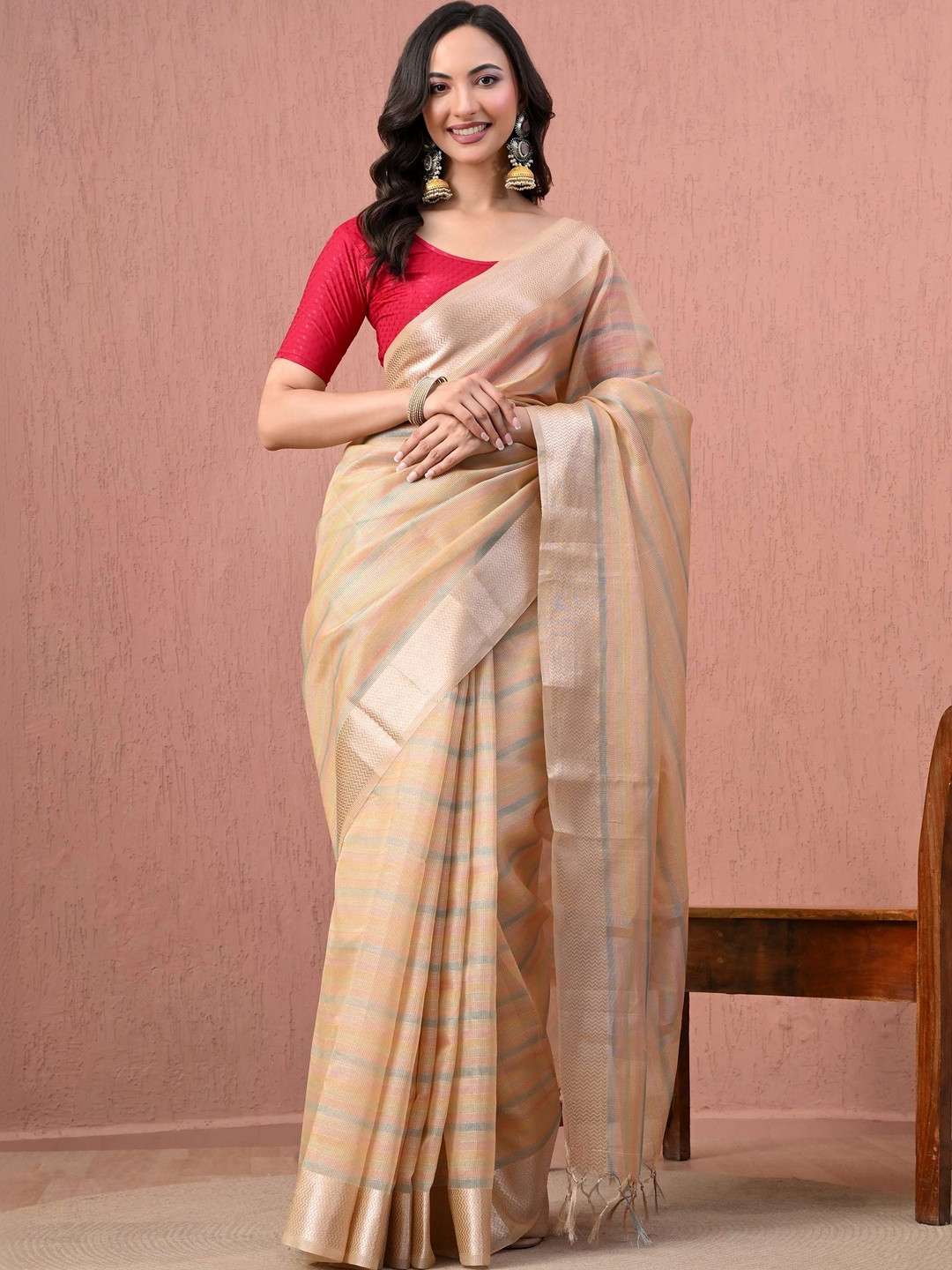 KALINI Woven Design Pure Cotton Handloom Saree
