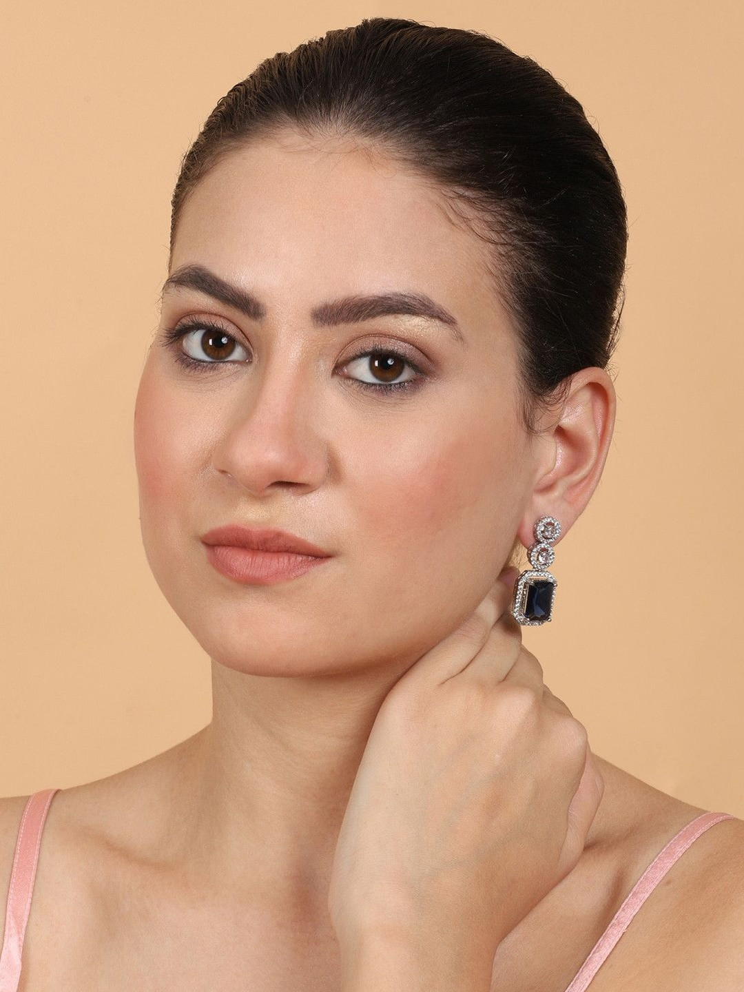 StileAdda Silver Plated Geometric Drop Earrings
