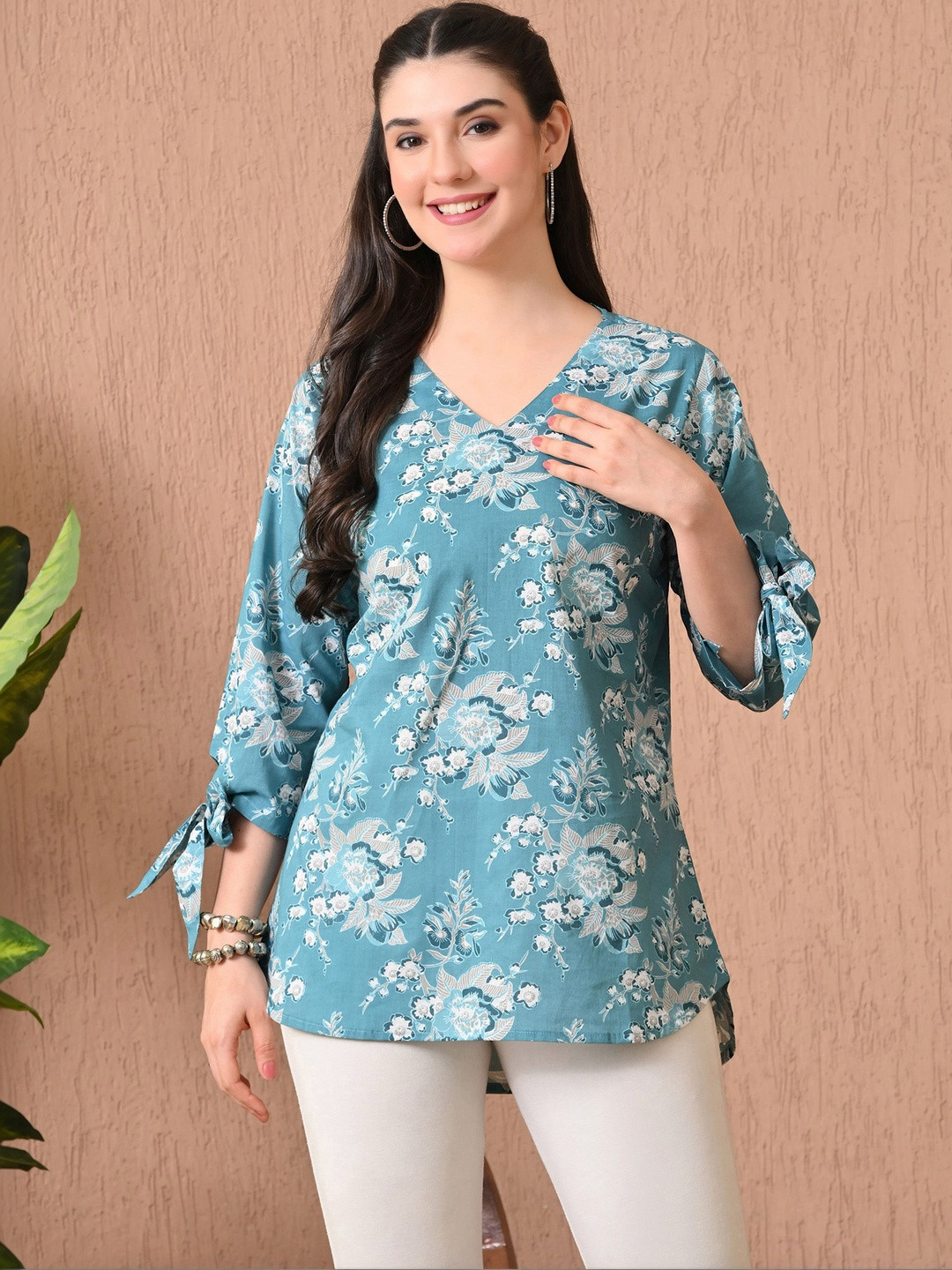 KALINI Floral Print Cotton Top