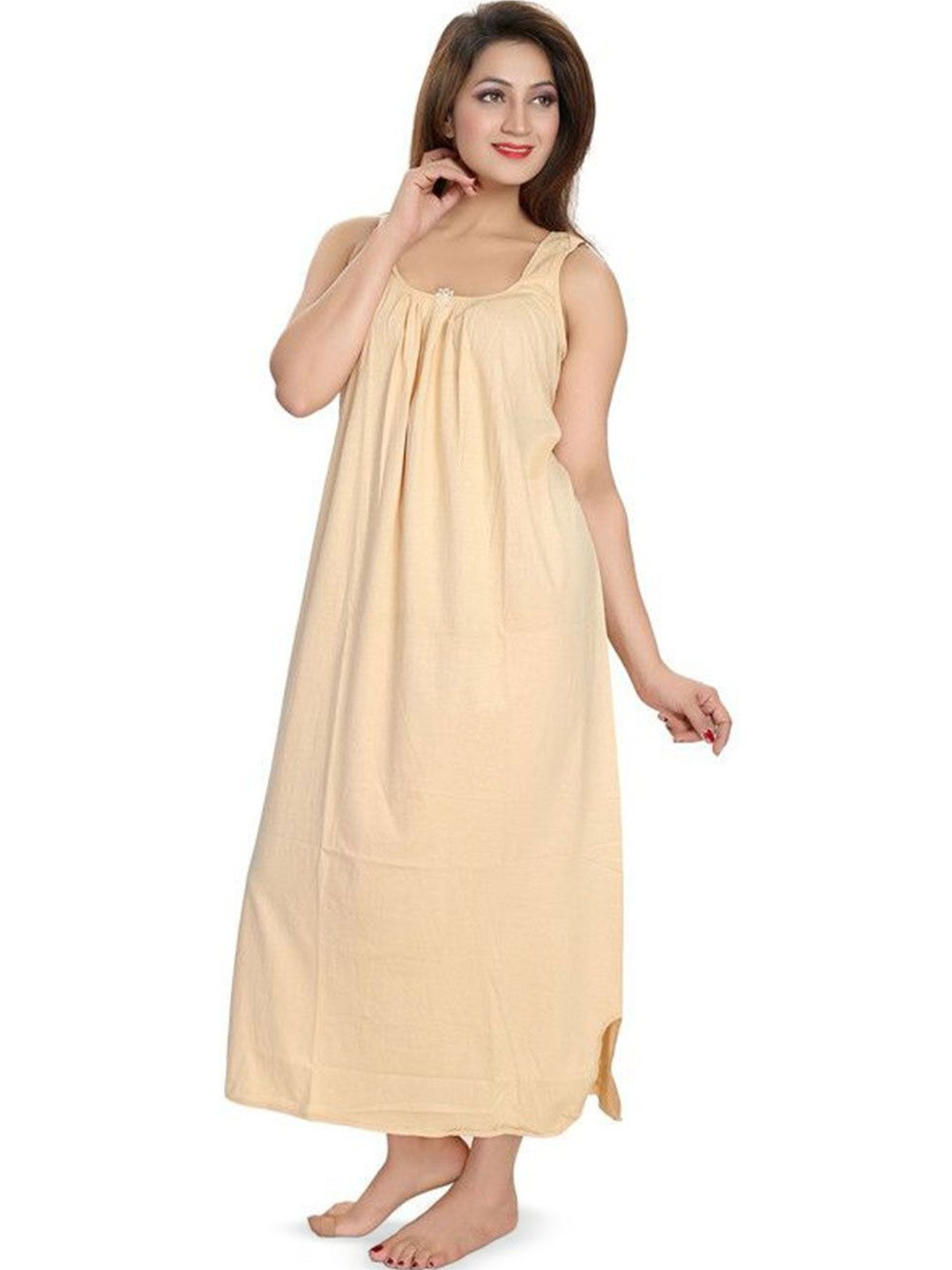 NIGHTY KING Women Round Neck Sleeveless Maxi Nightdress