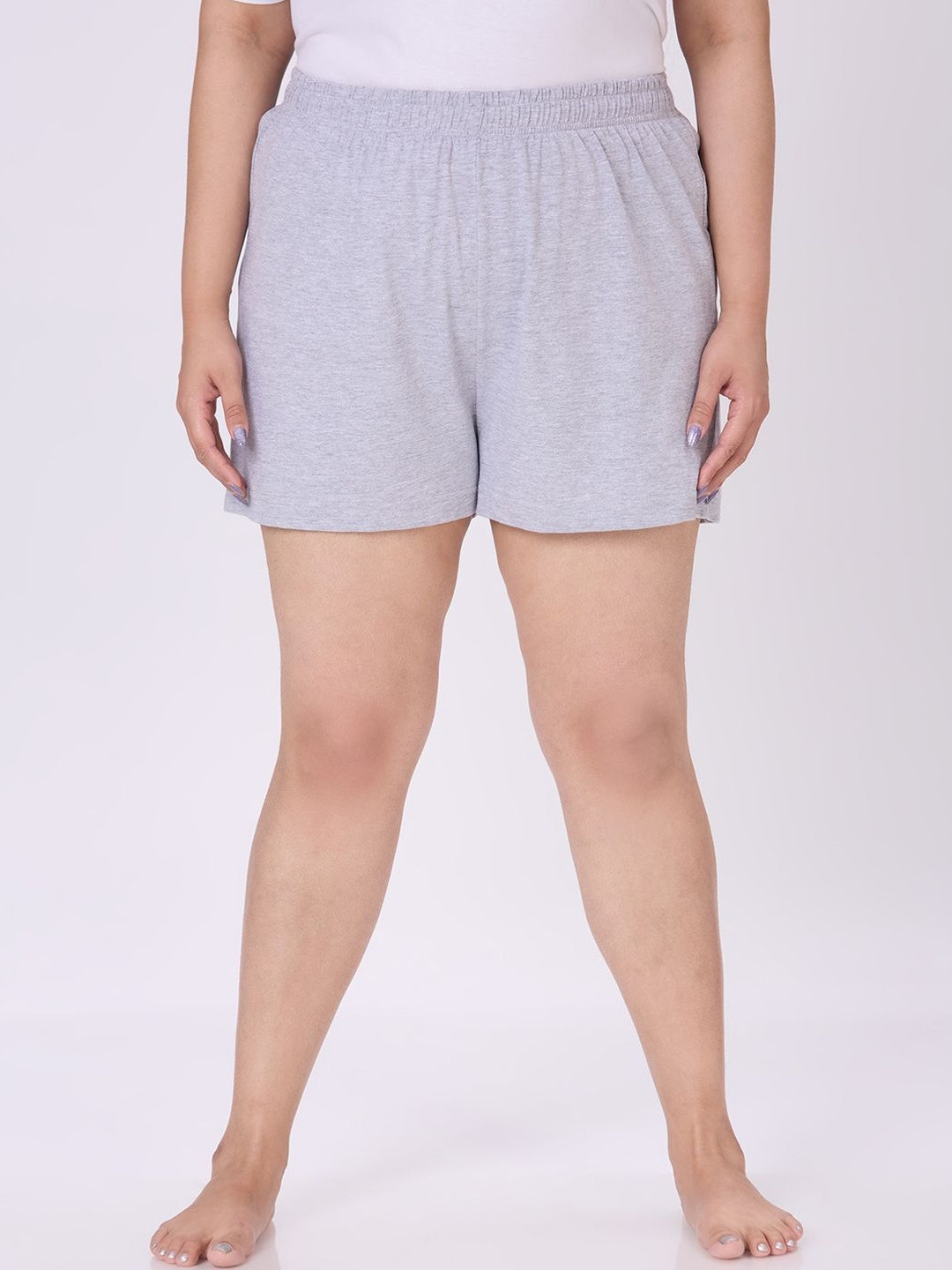 Vaishvik Women Pure Cotton Plus Size Lounge Shorts