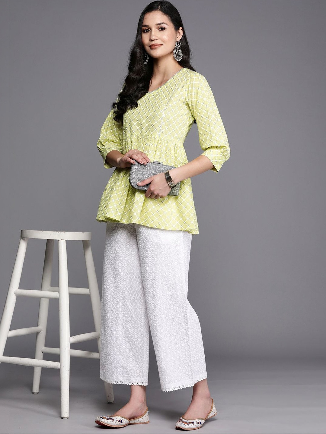 Gerua By Libas Geometric Printed V-Neck Empire Kurti