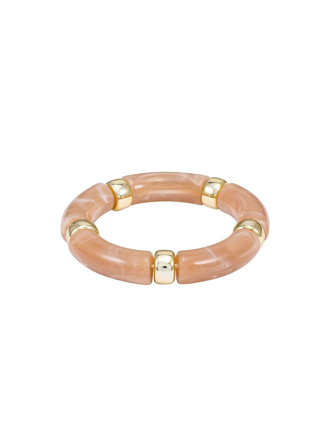 QUERALT Women Peach Beige Bamboo Tube Bracelet
