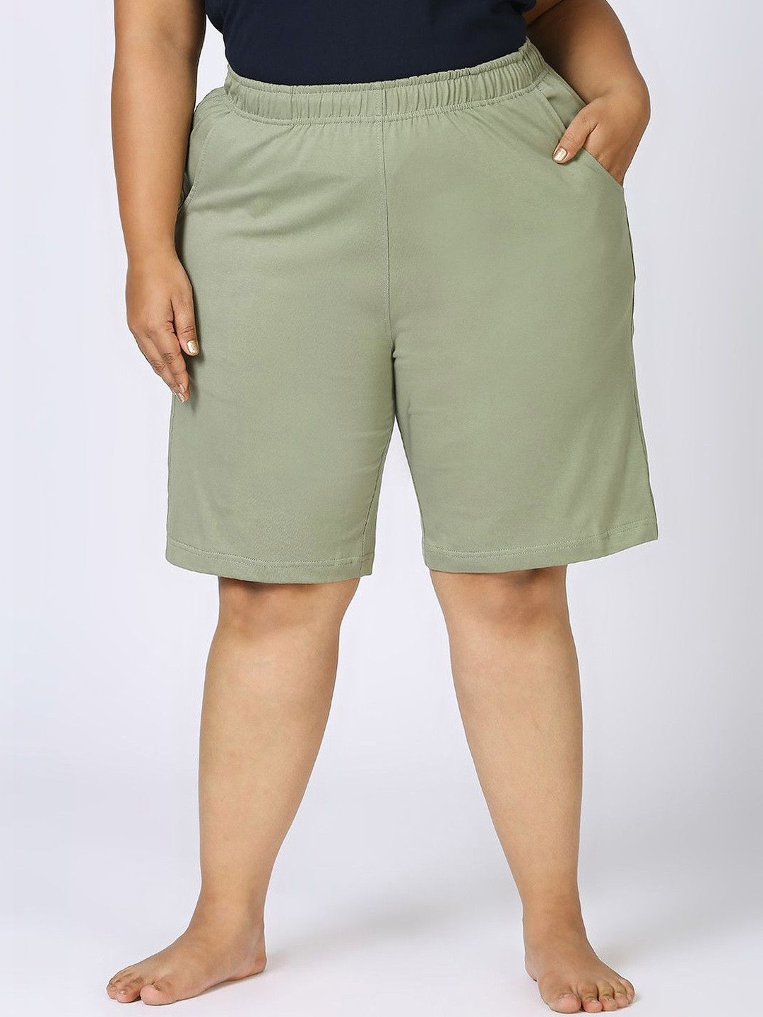 Vaishvik Women's Plus Size Cotton Lounge Shorts with Elastic Waistband