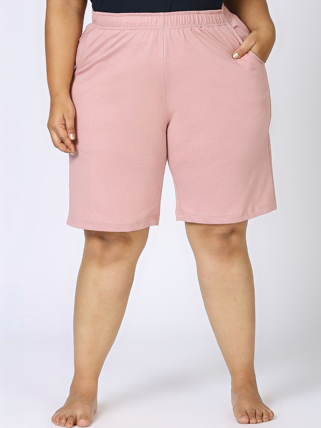 Vaishvik Women's Plus Size Cotton Lounge Shorts with Elastic Waistband