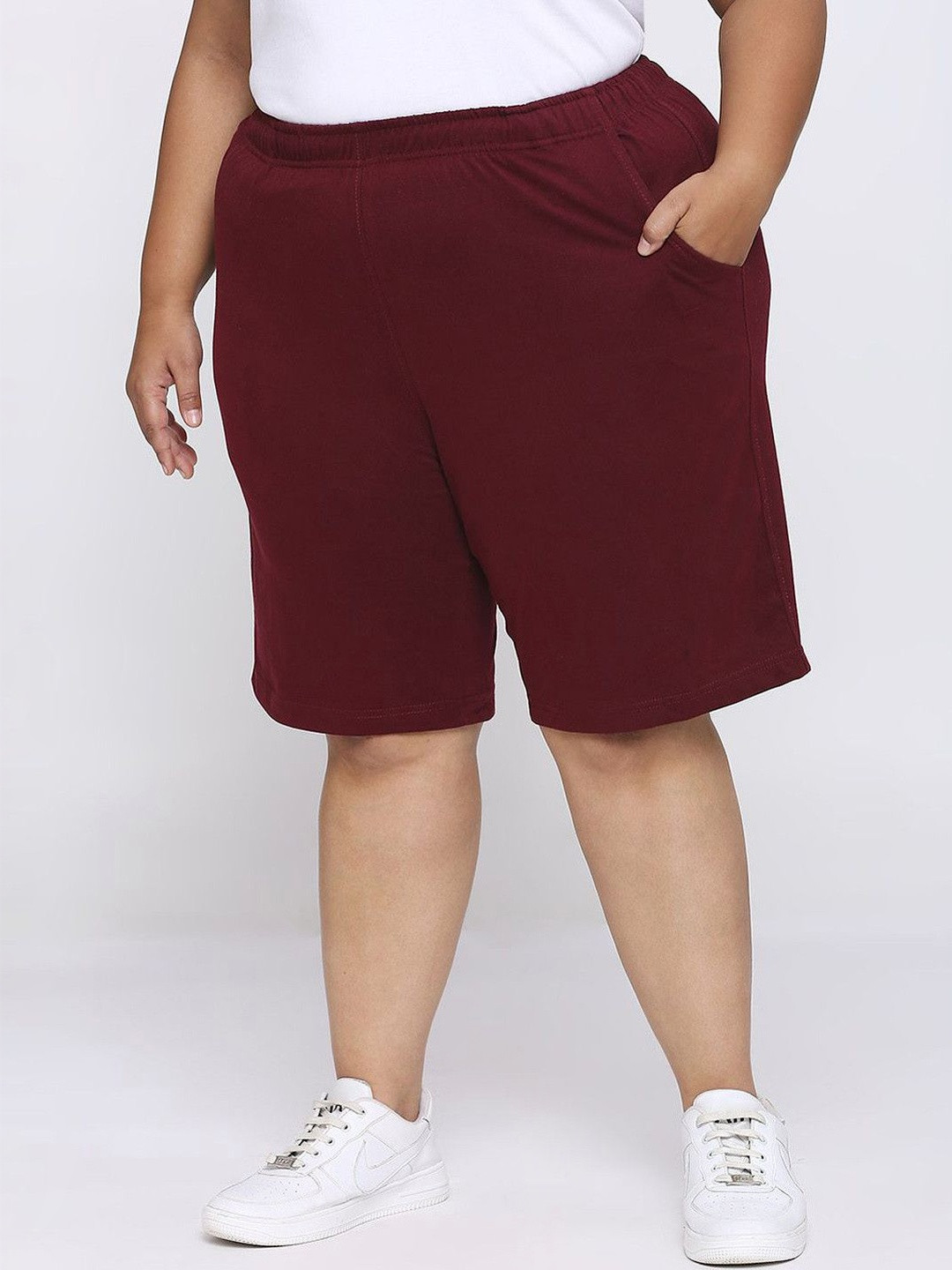 Vaishvik Women's Plus Size Cotton Lounge Shorts with Elastic Waistband