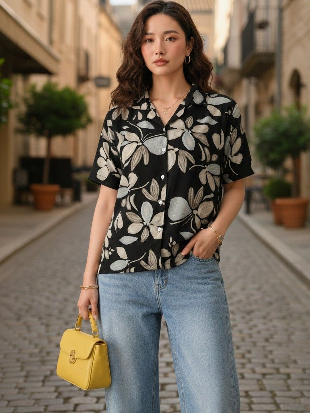 FUBACK Women Standard Floral Printed Casual Shirt