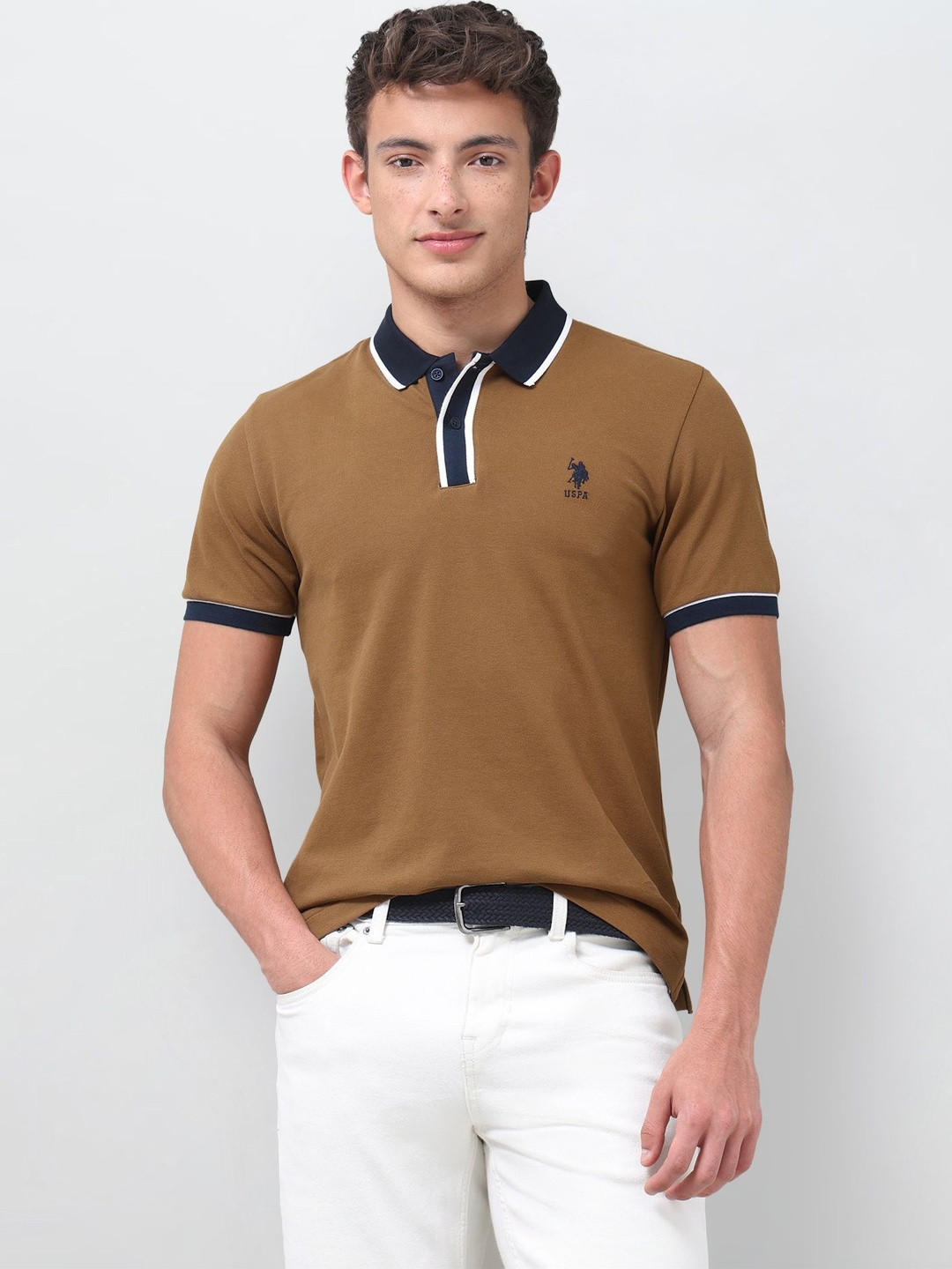 U.S. Polo Assn. Men Brand Logo Polo Collar Slim Fit T-shirt