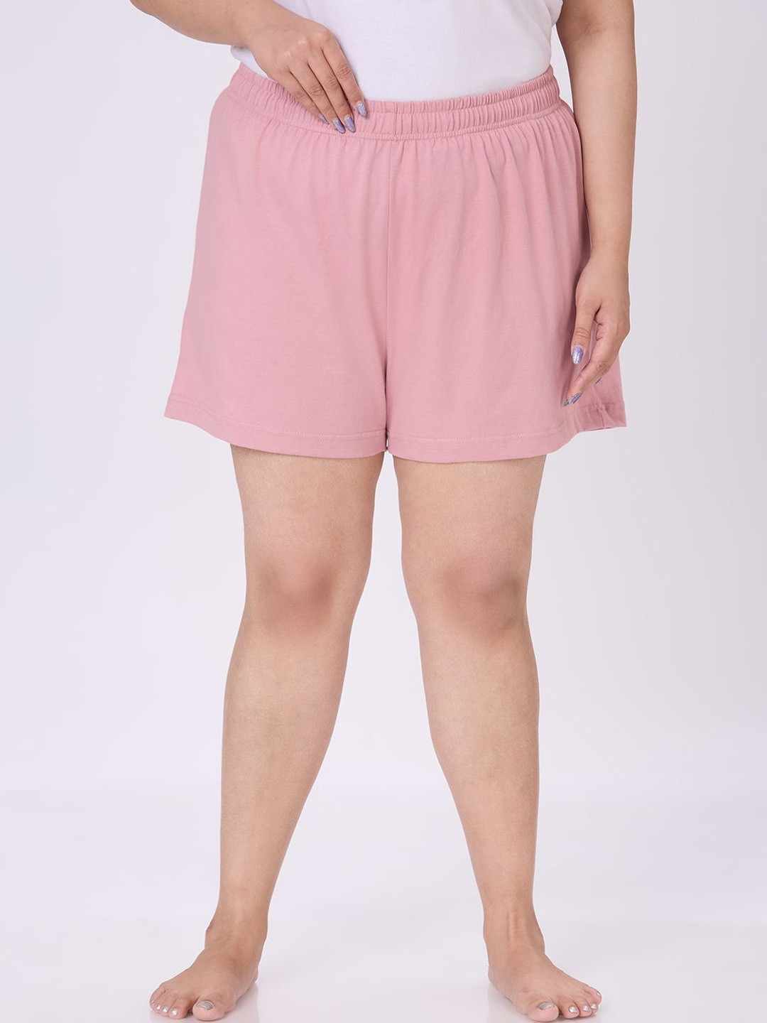 Vaishvik Women's Plus Size Cotton Lounge Shorts with Elastic Waistband
